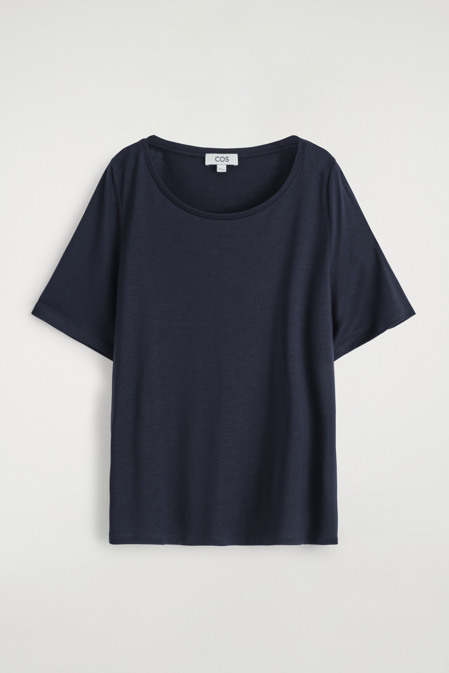 T-SHIRT CON SCOLLO A V TAGLIO RILASSATO - BLU NAVY/BEIGE CHIARO - 2