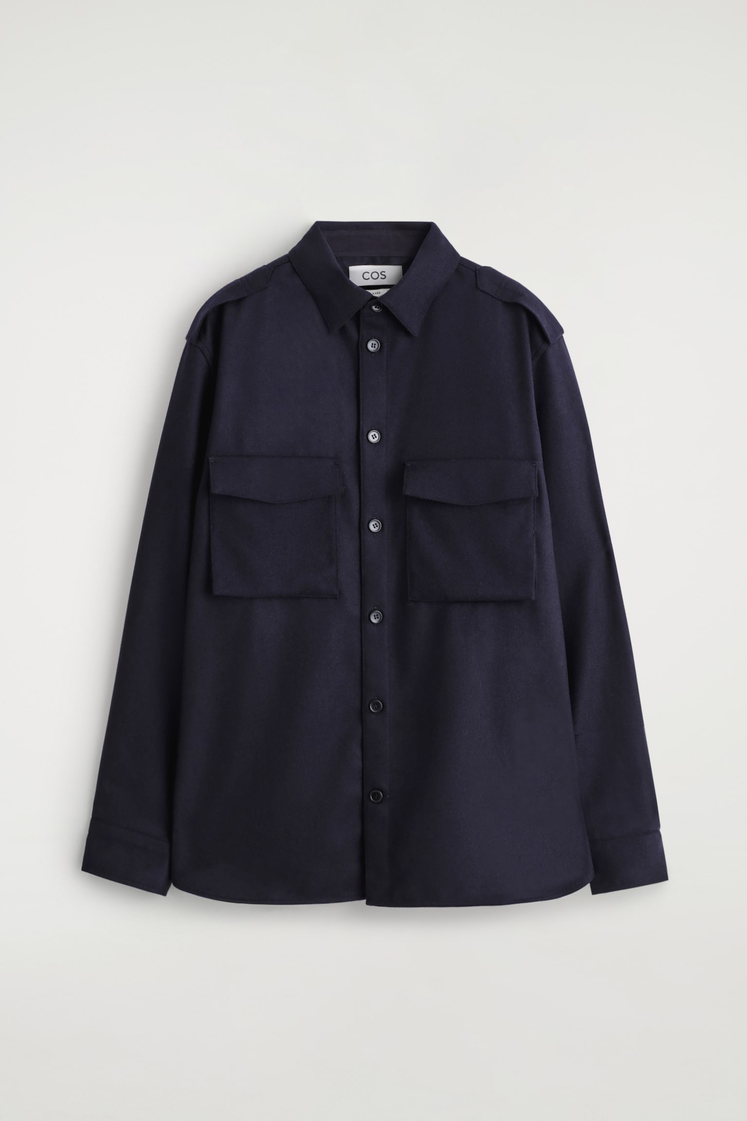 CHEMISE À COL BOUTONNÉ EN LAINE - BLEU MARINE/STONE - 2