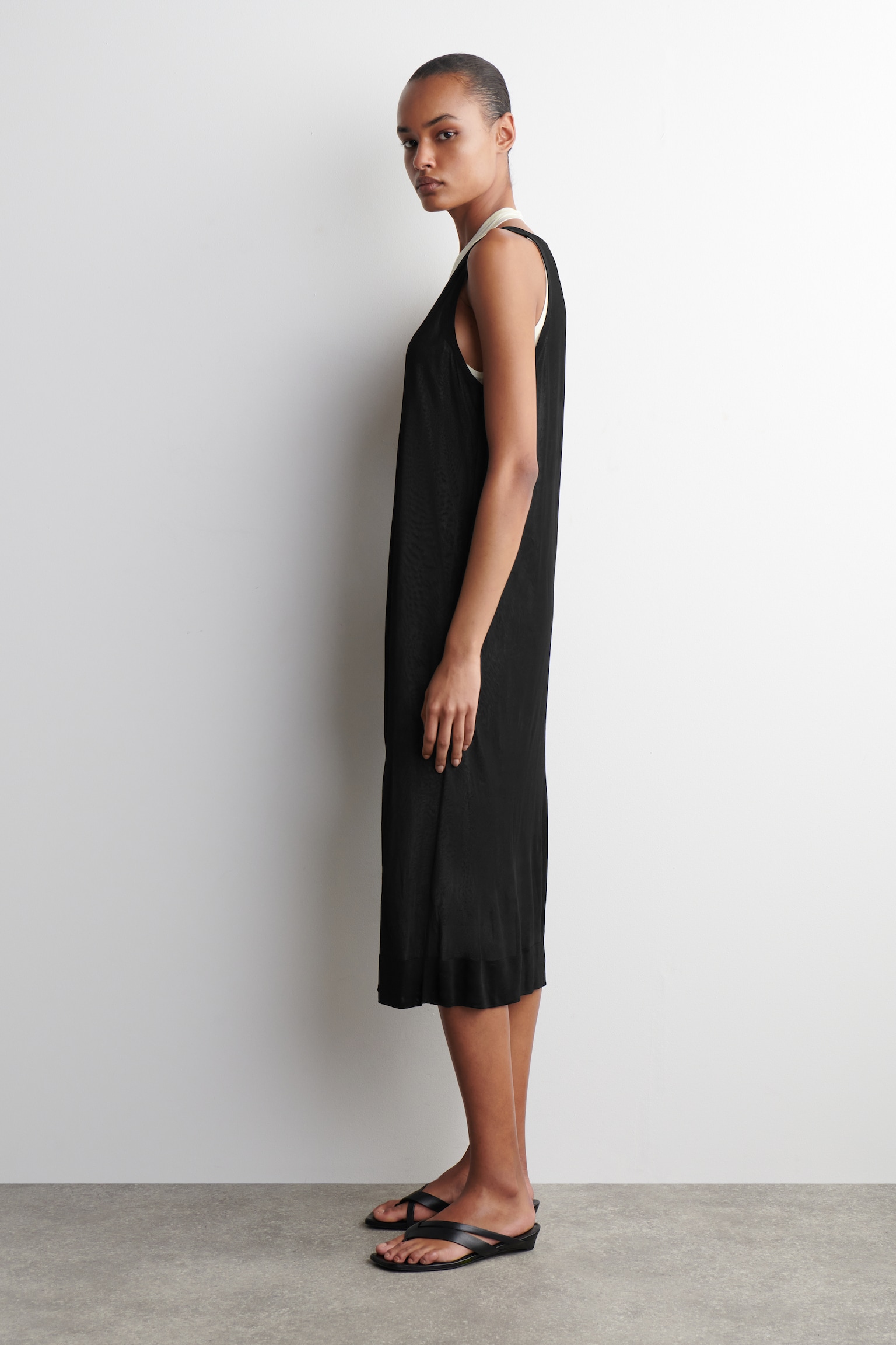 VESTIDO SUPERPUESTO DE PUNTO - NEGRO/BLANCO - 4