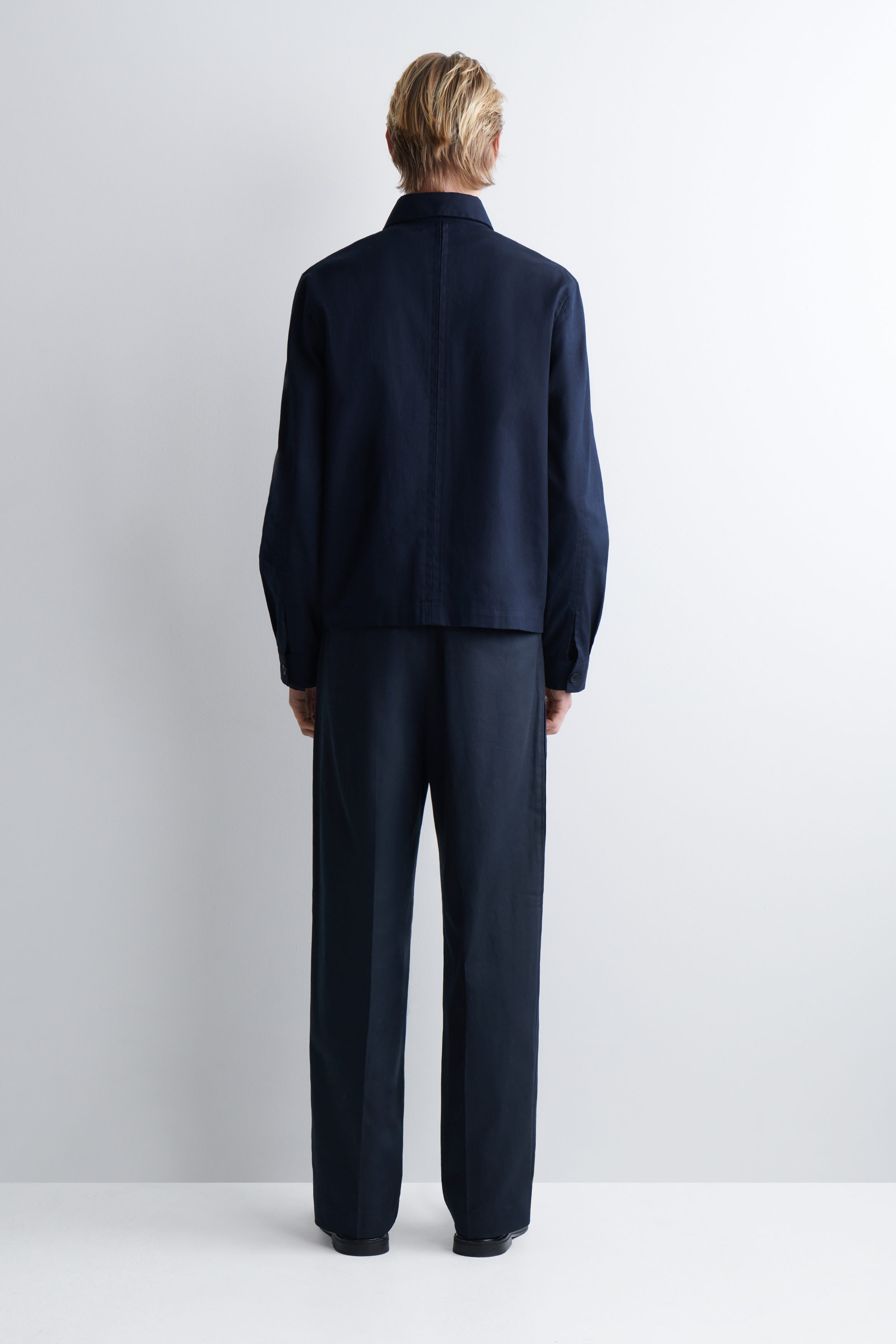 COTTON-LINEN RELAXED-FIT STRAIGHT-LEG PANTS - NAVY | COS AU
