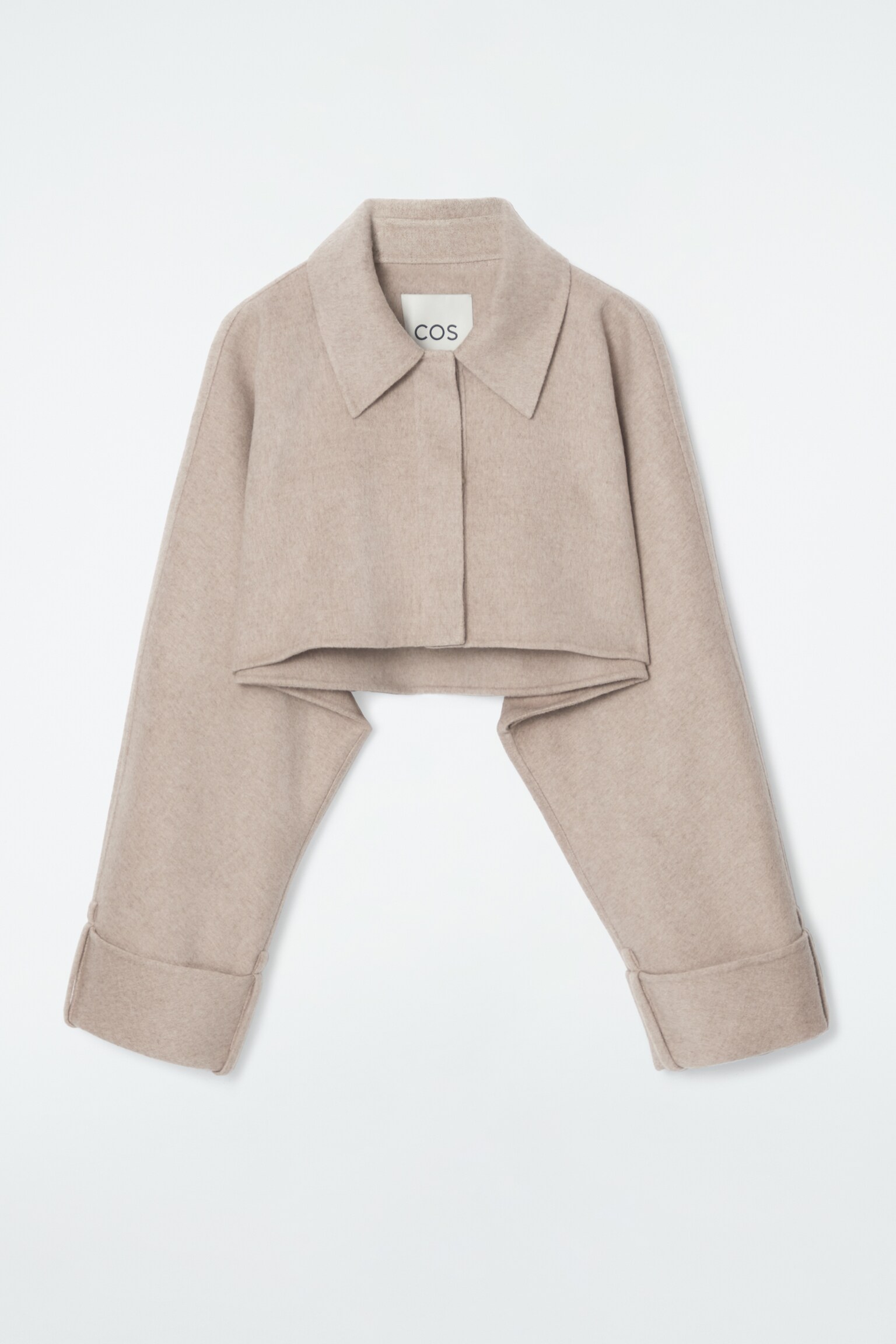 VESTE COURTE EN LAINE DOUBLE FACE - BEIGE