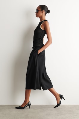 PLEATED WOOL-BLEND CULOTTES — BLACK 3
