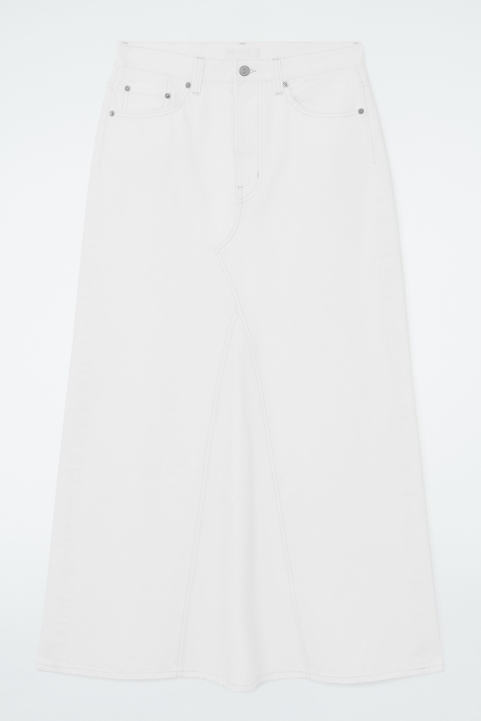 PANELLED DENIM MAXI SKIRT - OFF-WHITE