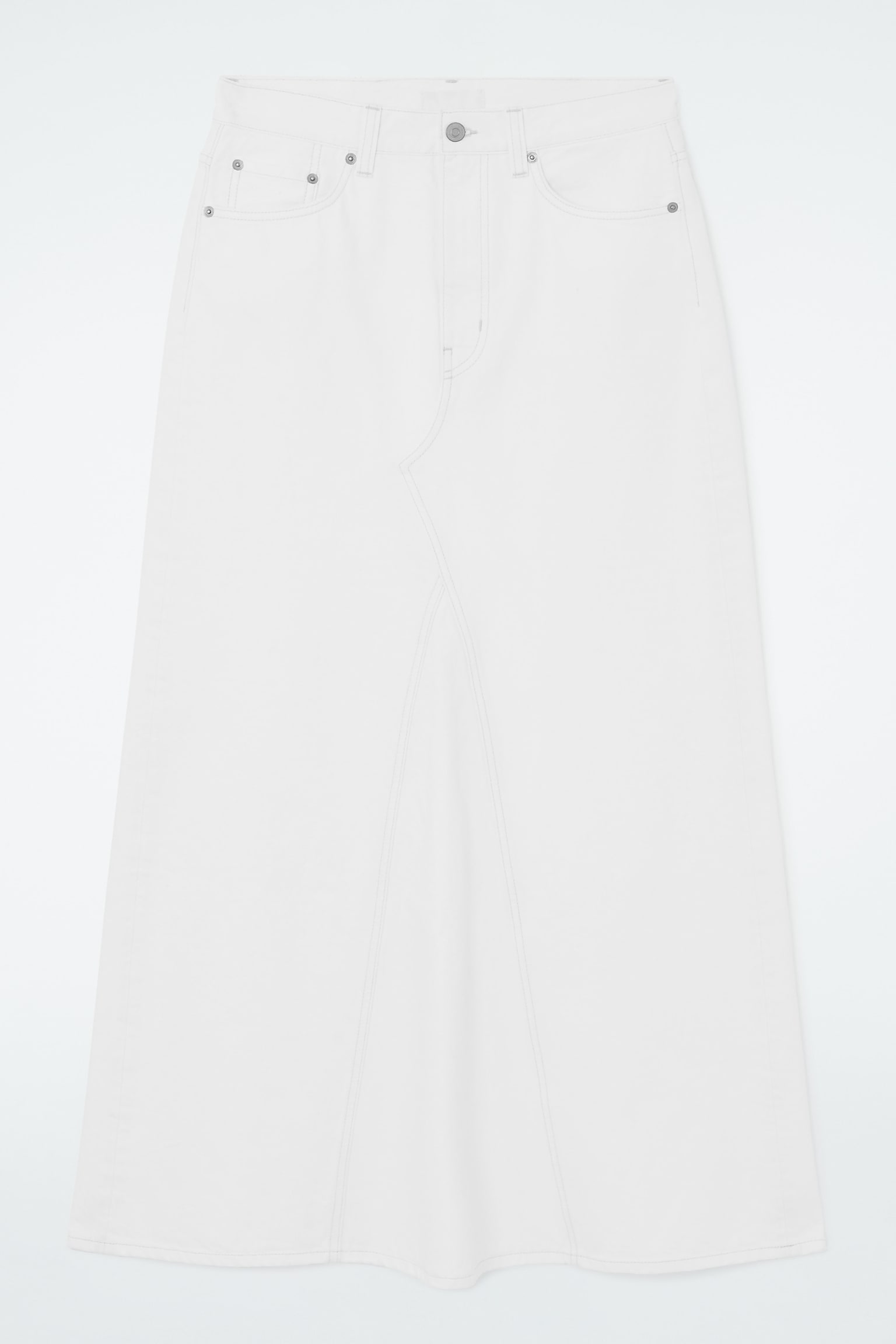 PANELLED DENIM MAXI SKIRT - OFF-WHITE/BLUE