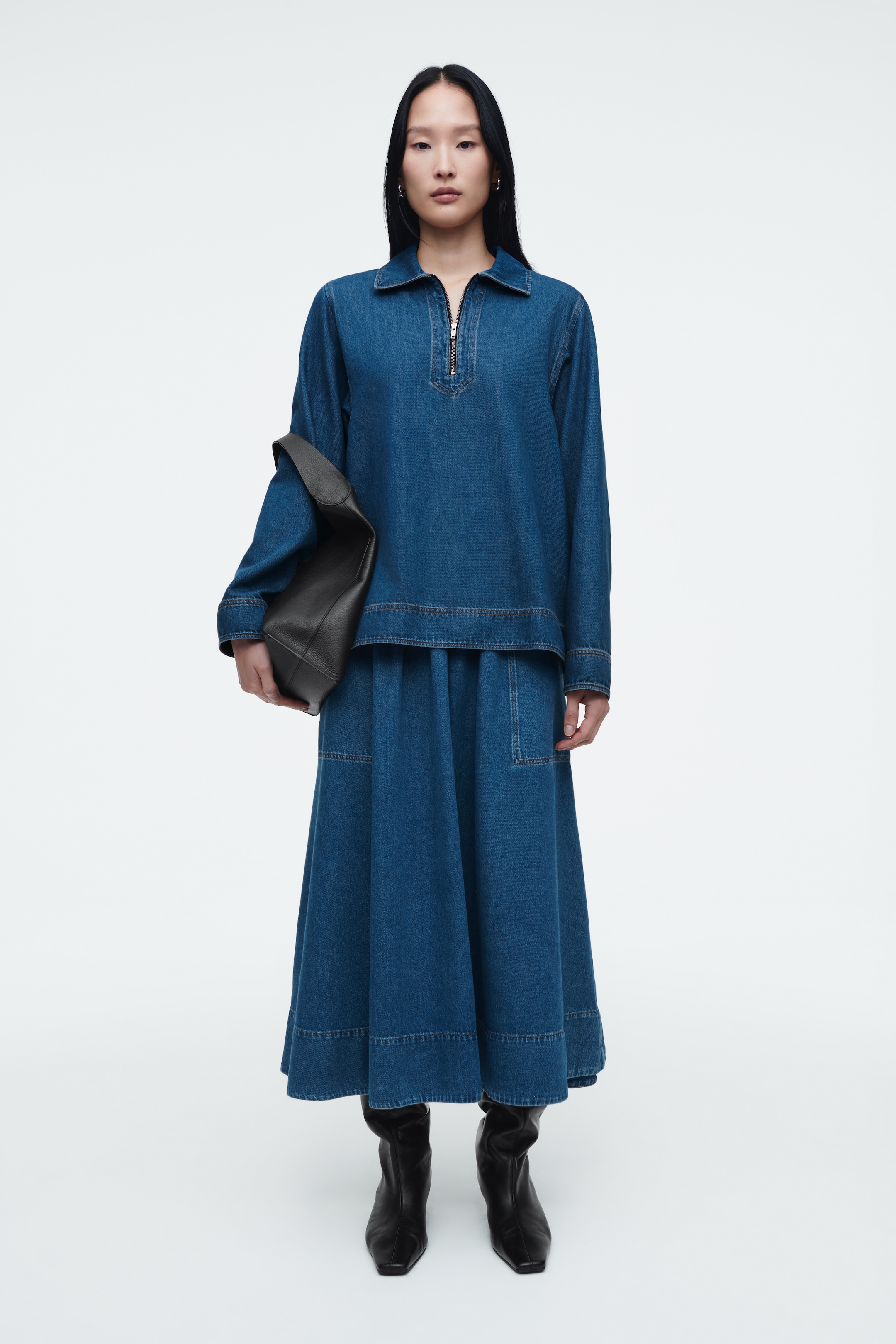 Agrandir l'image: BLOUSE DEMI-ZIPPÉE EN DENIM - BLEU - FEMME | H&M FR 3