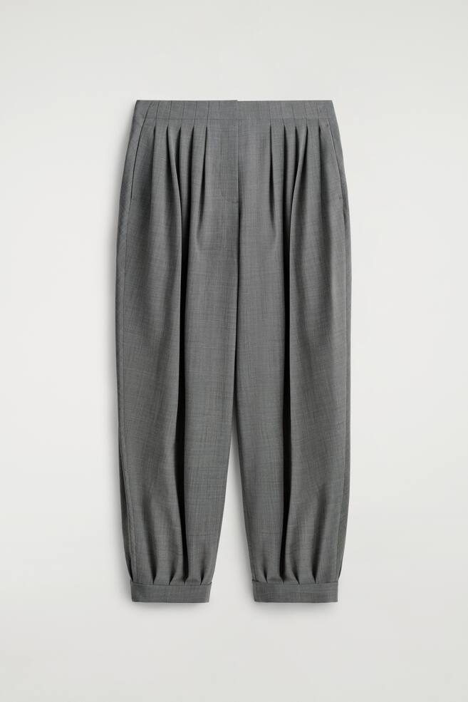 PANTALON BOUFFANT À PLIS EN LAINE MÉLANGÉE - GRIS CHINÉ - 1
