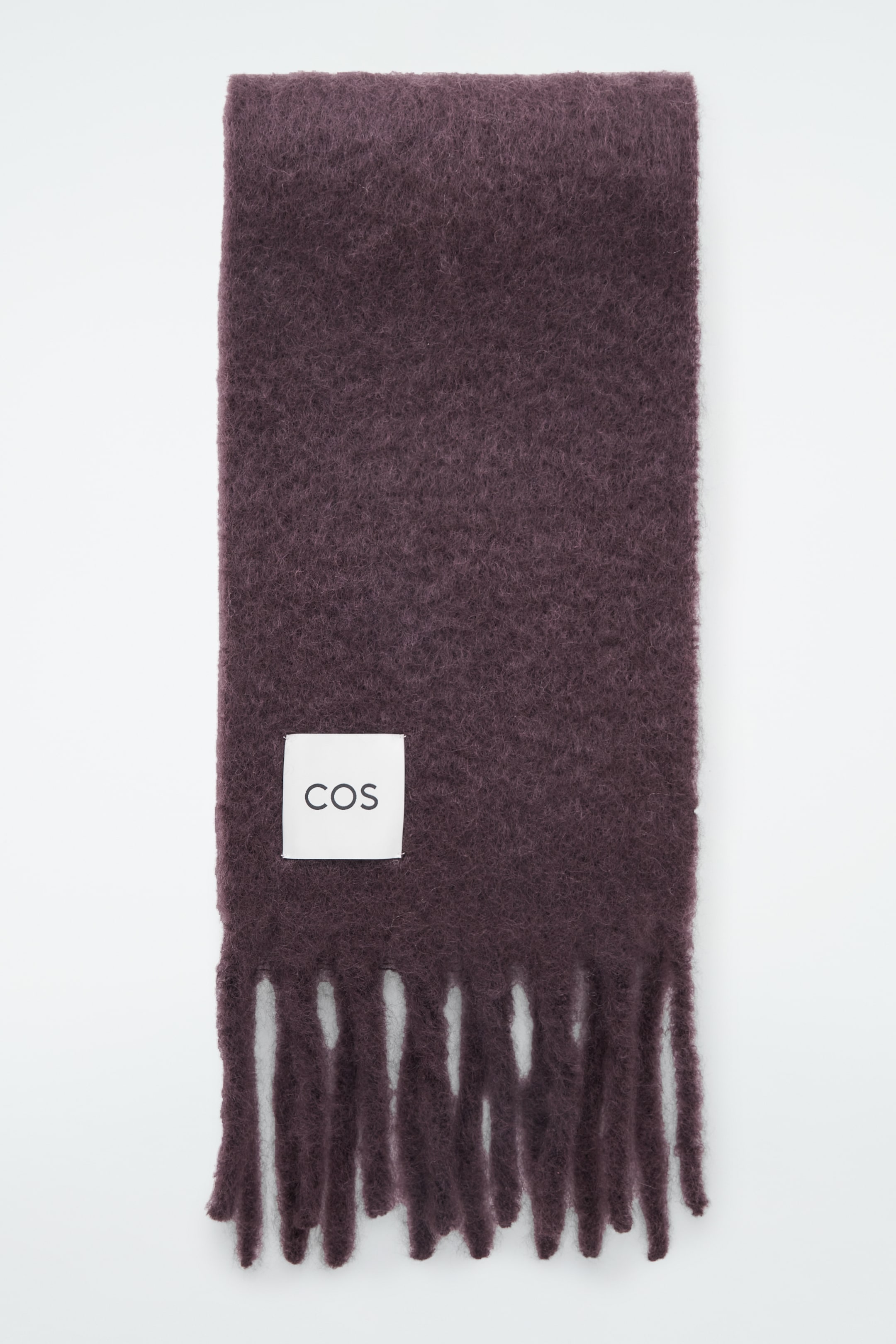 Se større billede: TØRKLÆDE I BØRSTET MOHAIR MED FRYNSER - Bordeaux - DAME | H&M DK 1