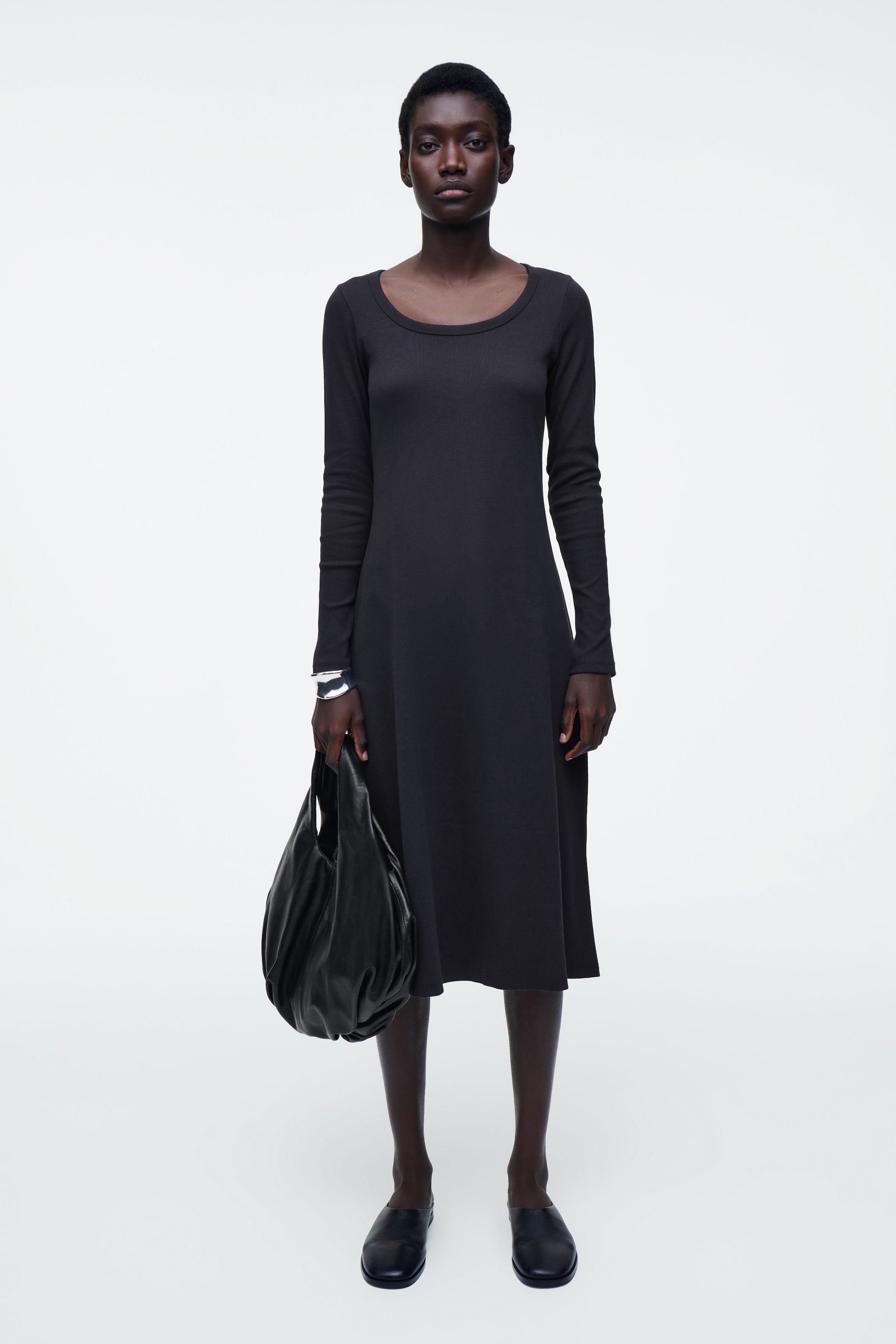 SLIM RIBBED-JERSEY MIDI DRESS