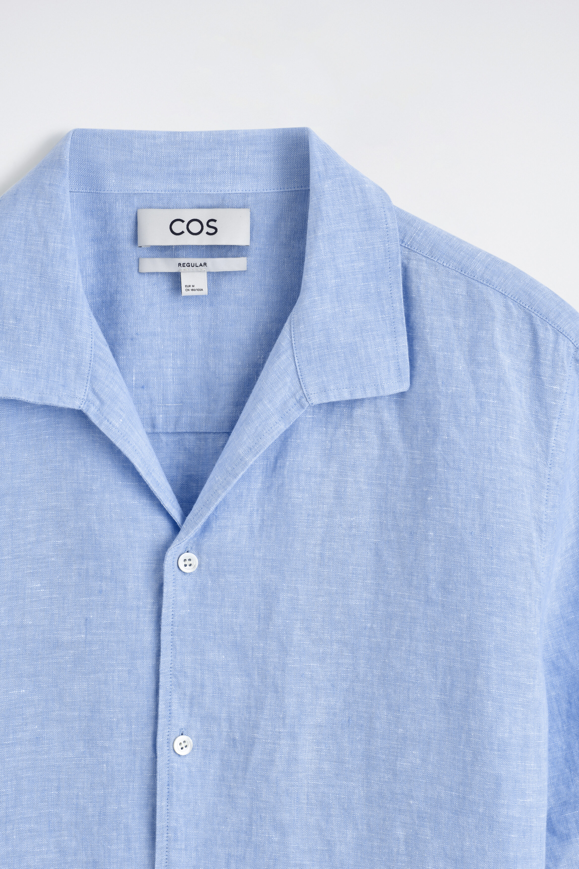 CAMP-COLLAR SHORT-SLEEVED LINEN SHIRT - LIGHT BLUE | COS US