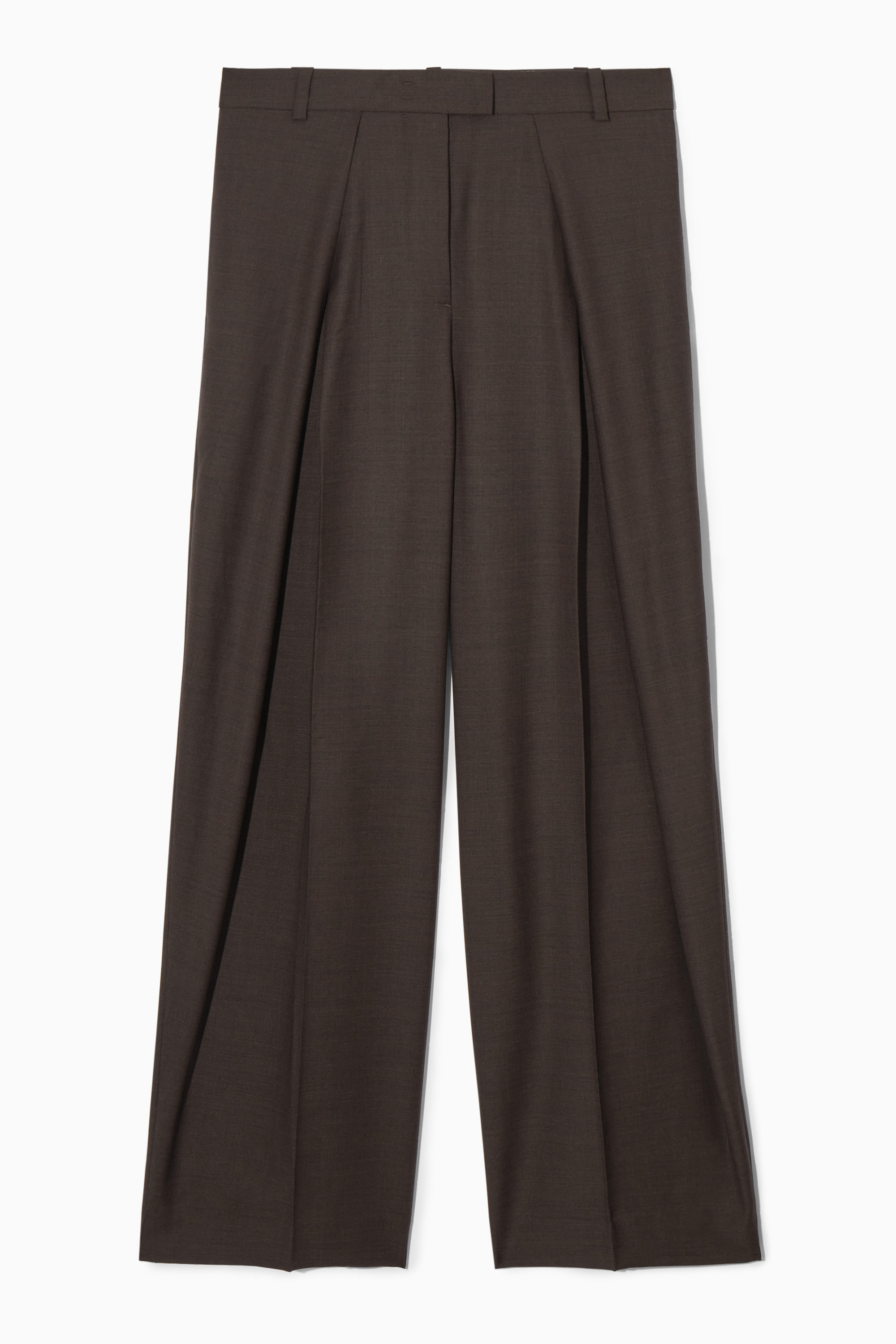 PLEATED WOOL WIDE-LEG TROUSERS - BLACK | COS