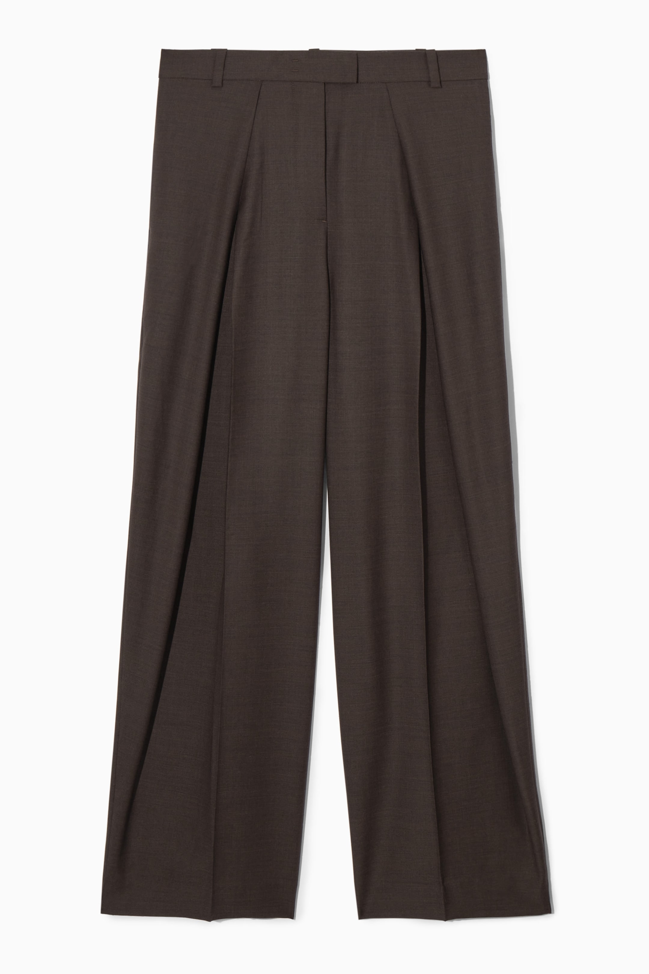 RELAXED PLEATED WOOL WIDE-LEG TROUSERS