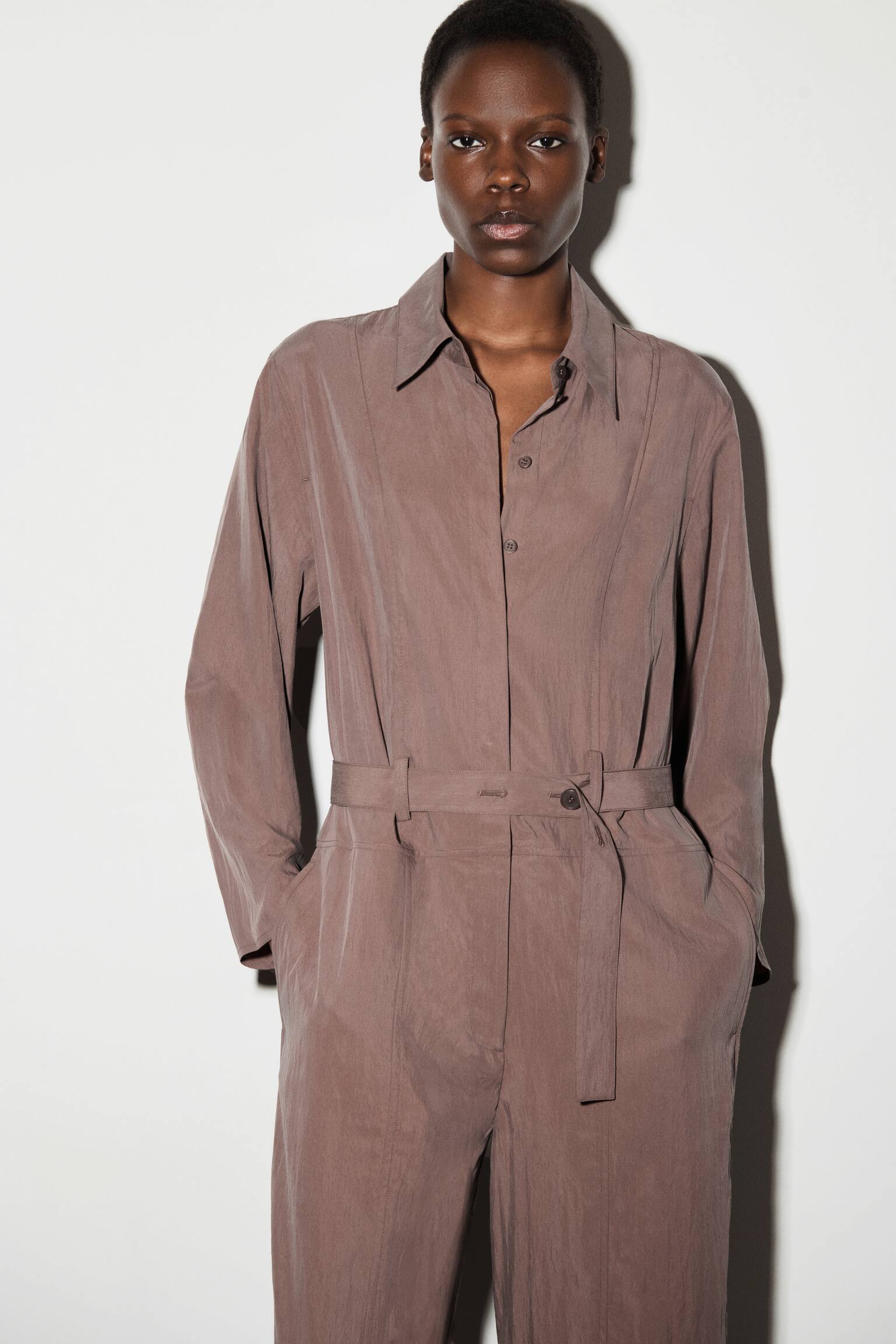 BELTED MODAL BOILERSUIT - TERRACOTTA - 5