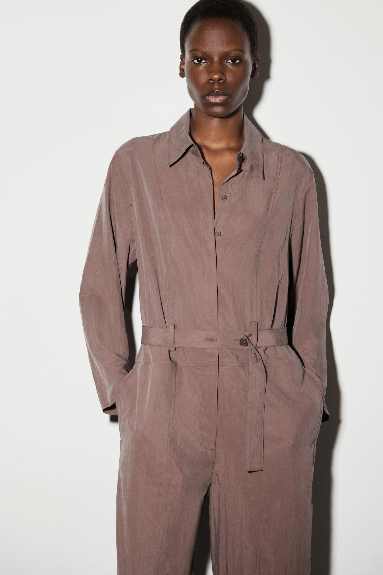 BELTED MODAL COVERALL — TERRACOTTA
