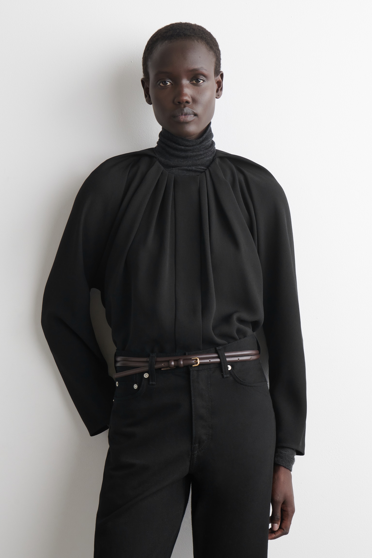 BLOUSE PLISSÉE VOLUMINEUSE - NOIR - 1