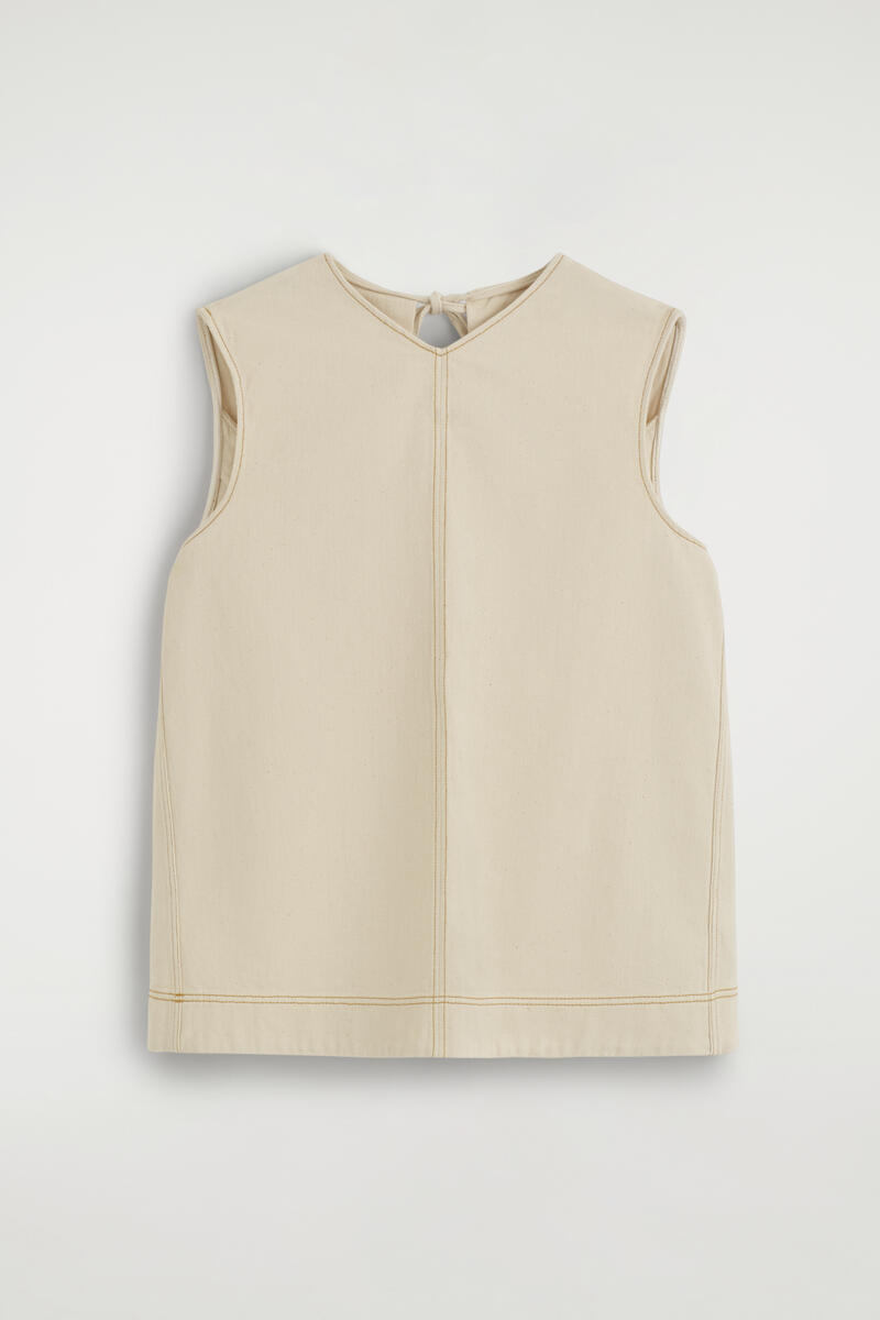 V-Neck Open-Back Denim Top