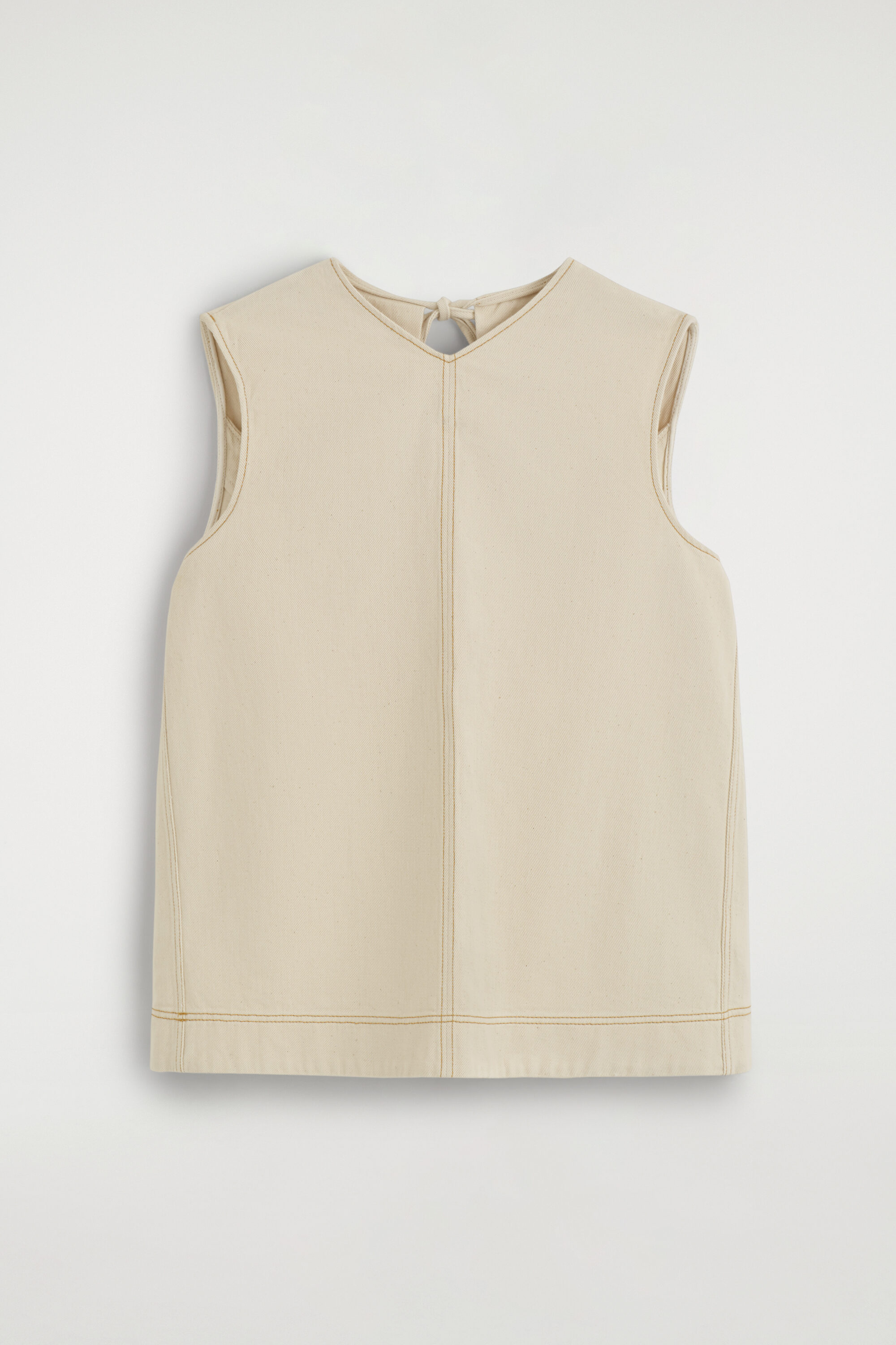 V-neck Open-back Denim Top