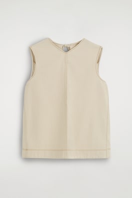 V-NECK OPEN-BACK DENIM TOP — ECRU 8