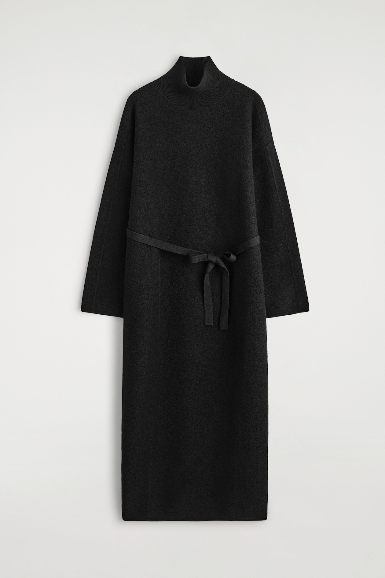 BOILED-WOOL FUNNEL-NECK DRESS - BLACK | COS