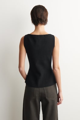 COTTON-BLEND CREPE VEST — BLACK 3