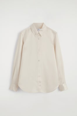 BUTTON-DOWN COLLAR SATIN SHIRT — WHITE 7