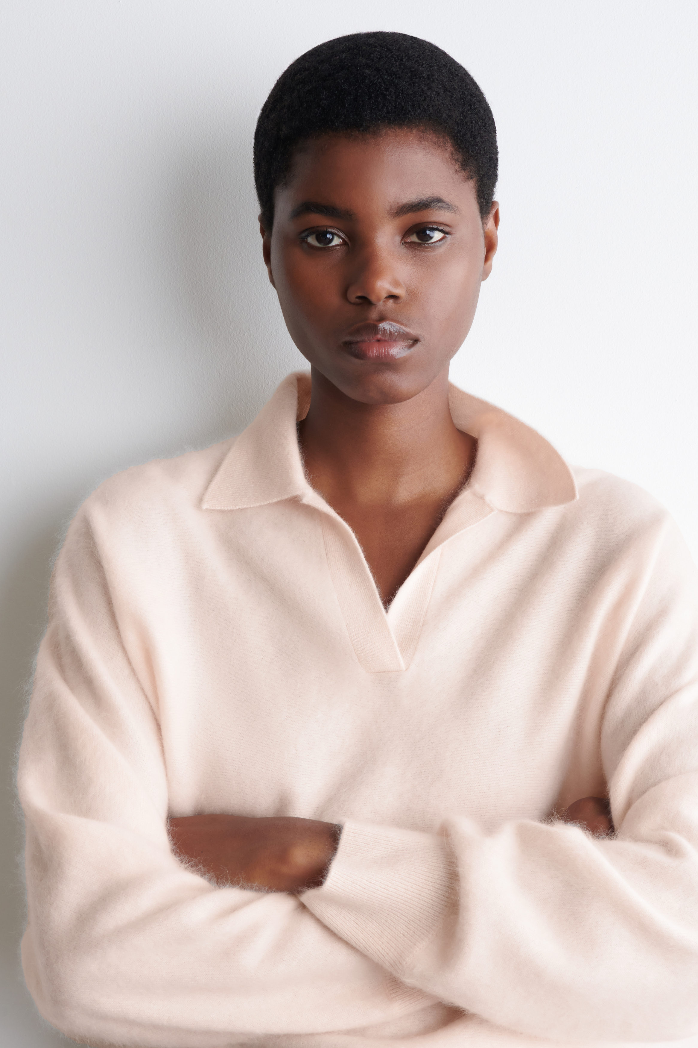 BRUSHED-CASHMERE POLO SWEATER - LIGHT PINK | COS US