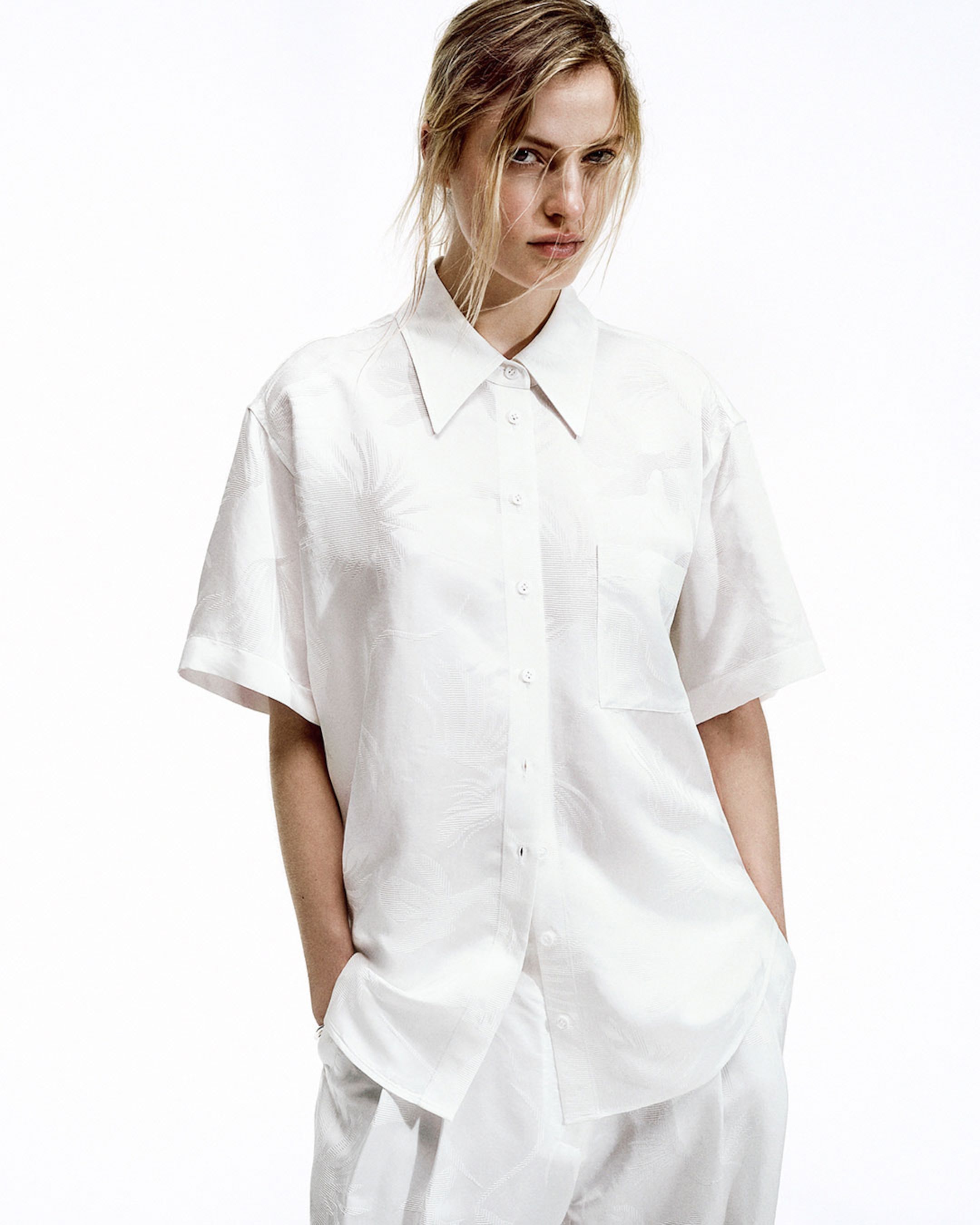 woman in embroidered white set