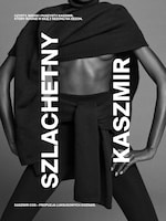 Placeholder for: A person wearing a dark cashmere sweater draped around their shoulders, with arms posed confidently on hips, set against a monochrome background.