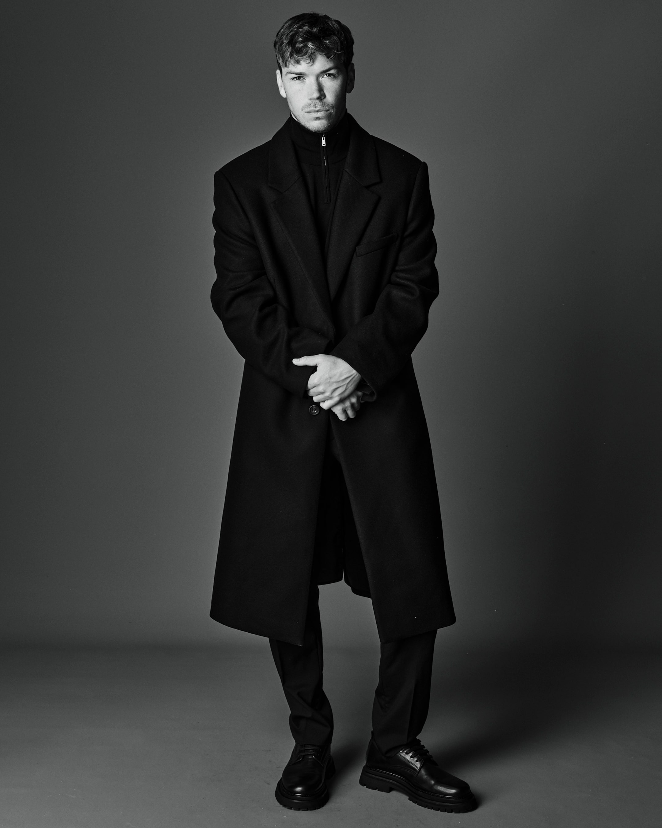 Will Poulter wearing coat