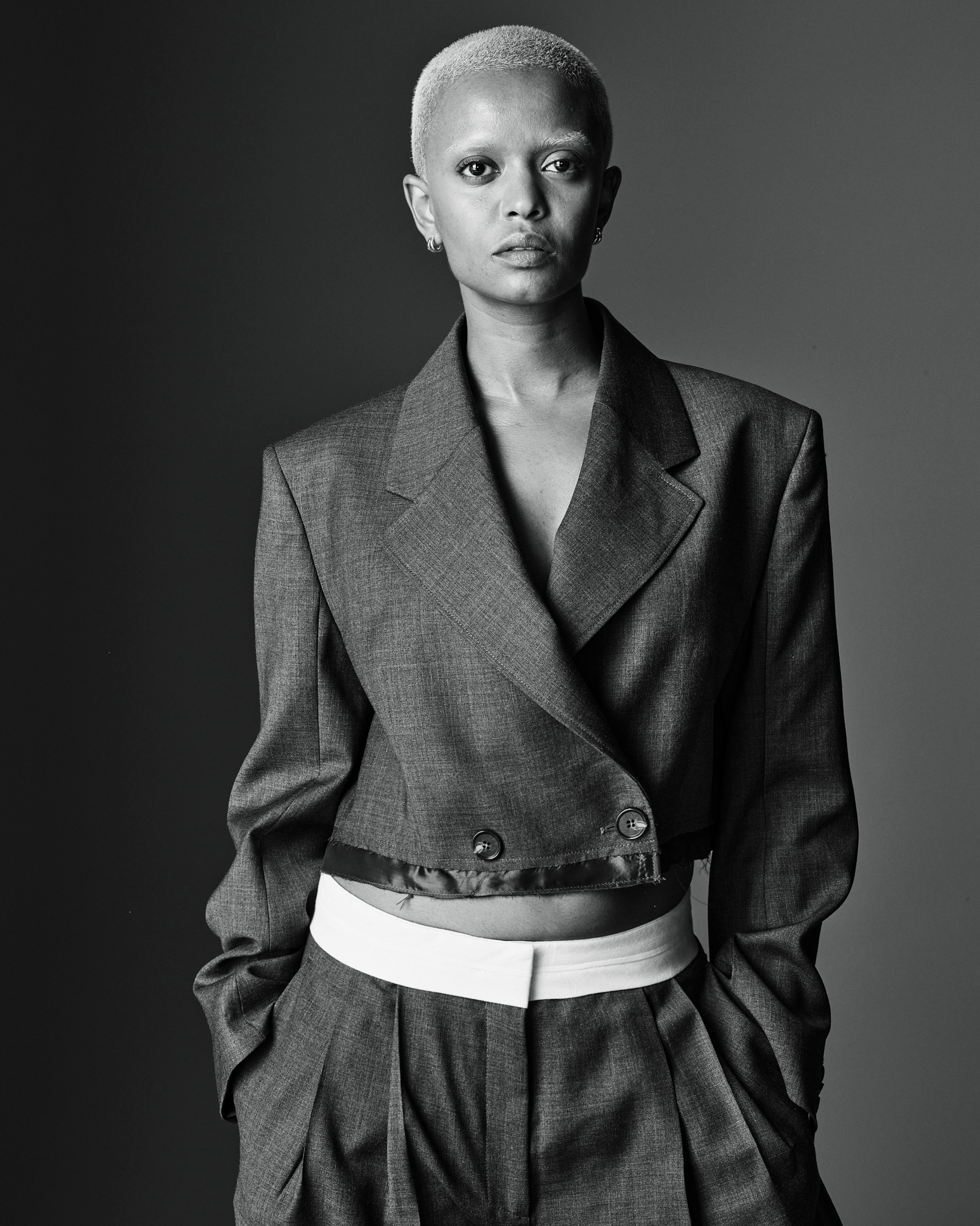 Kelela wears blazer and trousers by COS.