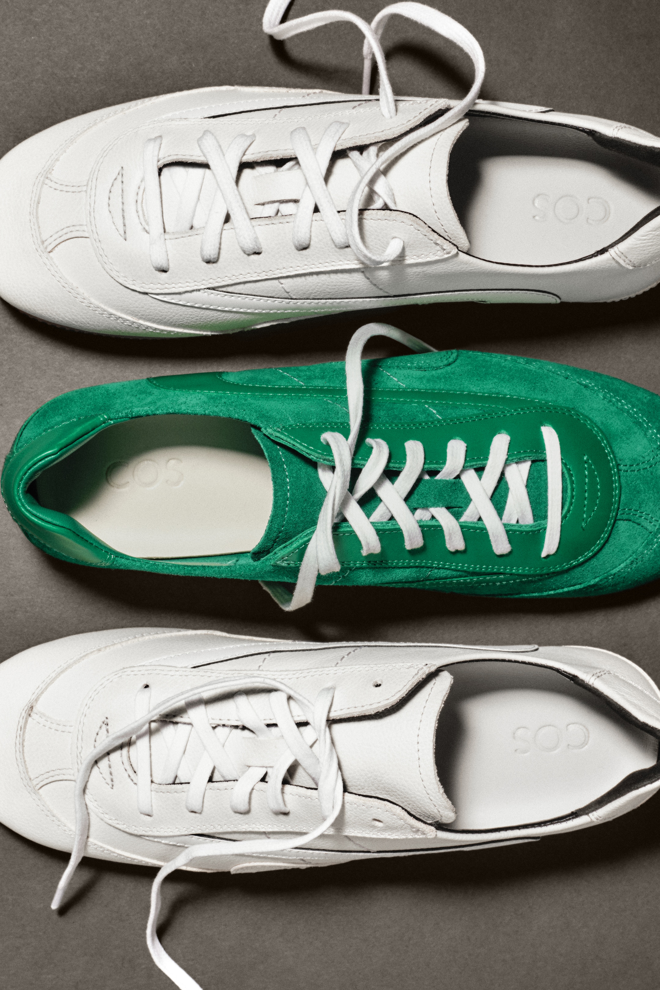 white and green trainers