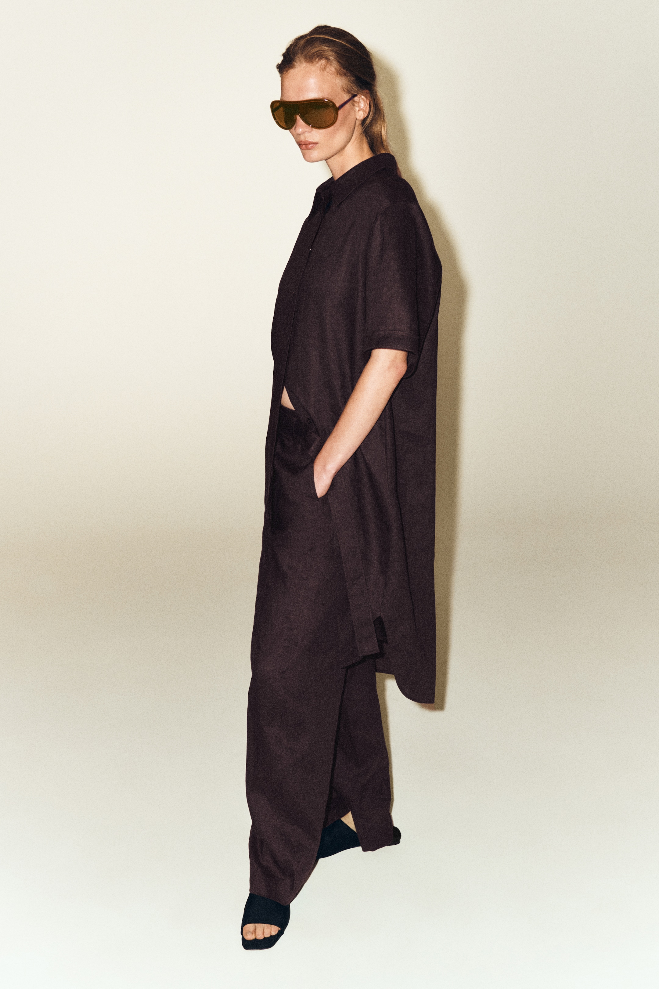 person wearing brown
