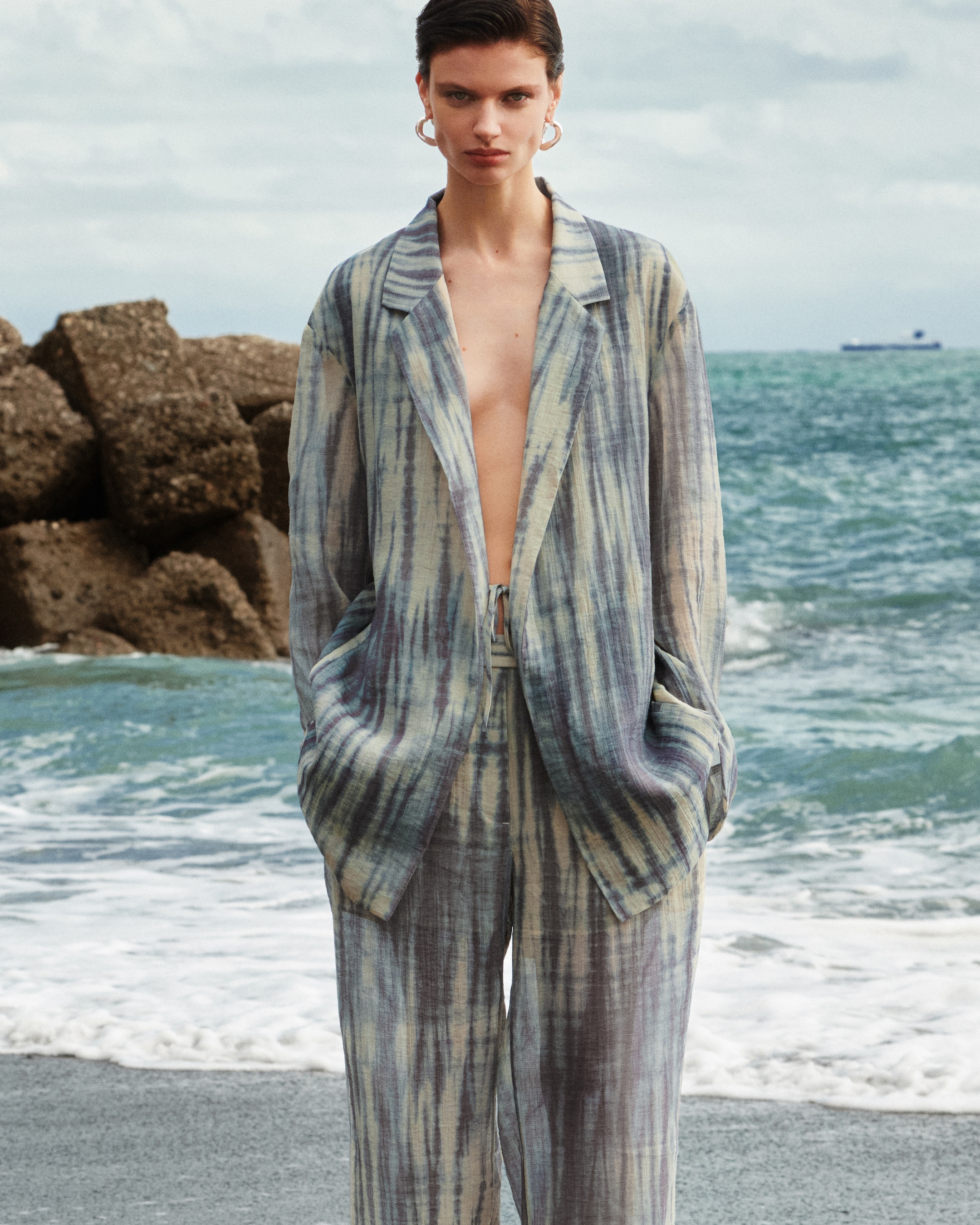 Person wearing shibori collection