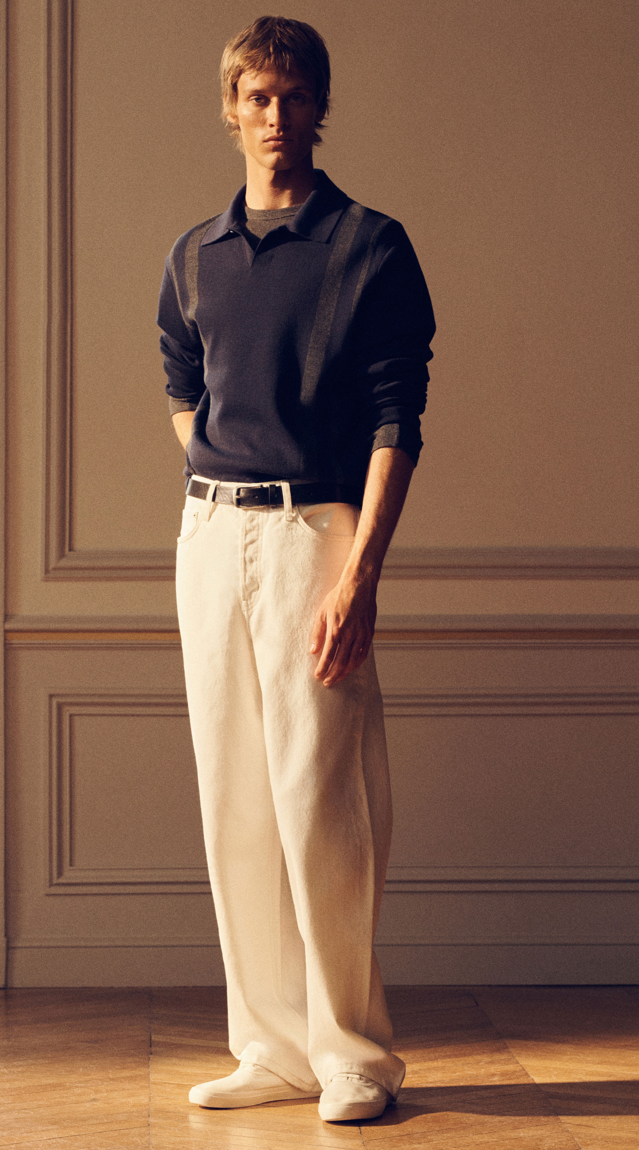 dress shirt with sweater Georgette Collared Ruffle and Lace Off White have sweater COS – Modern Style, Designed