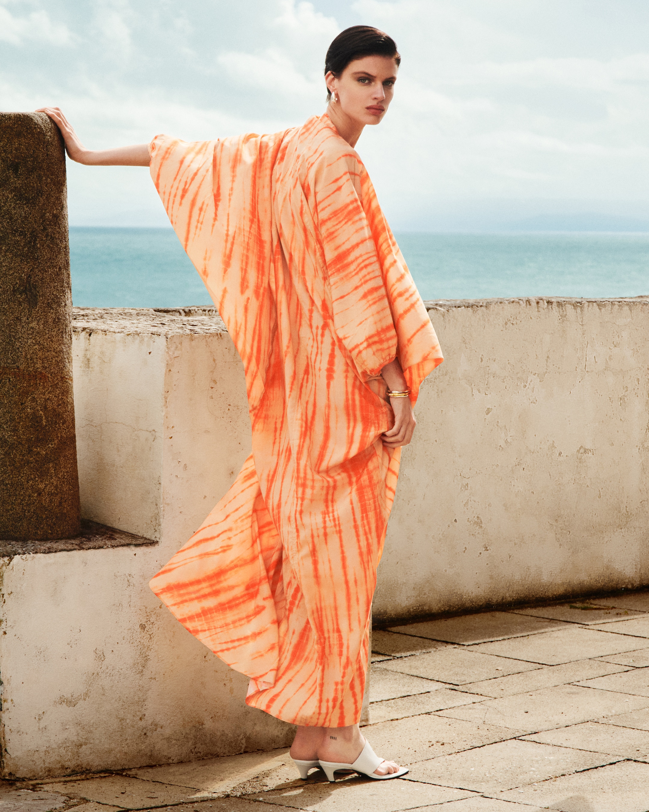 Person wearing shibori collection