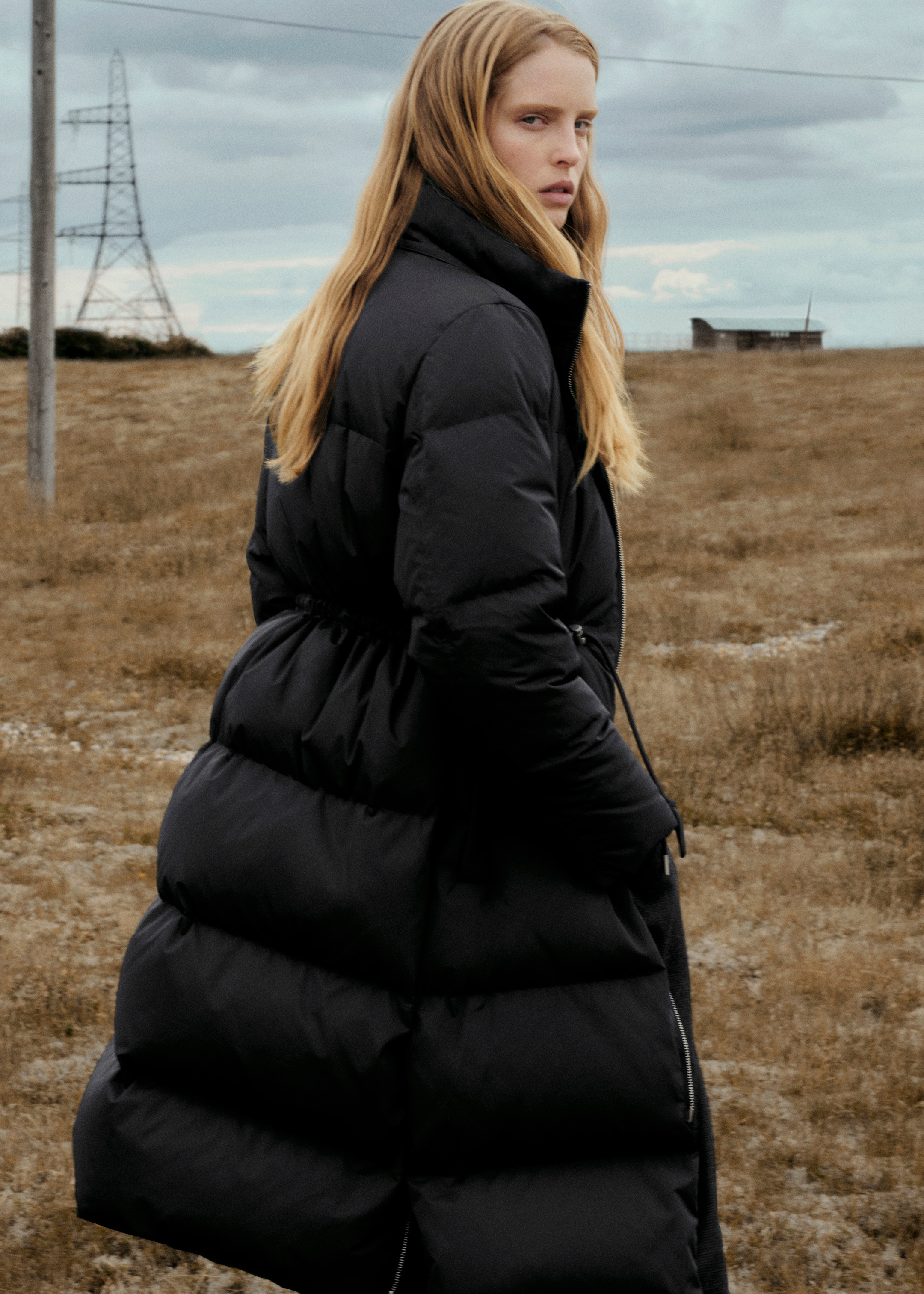 Woman wearing puffer coat