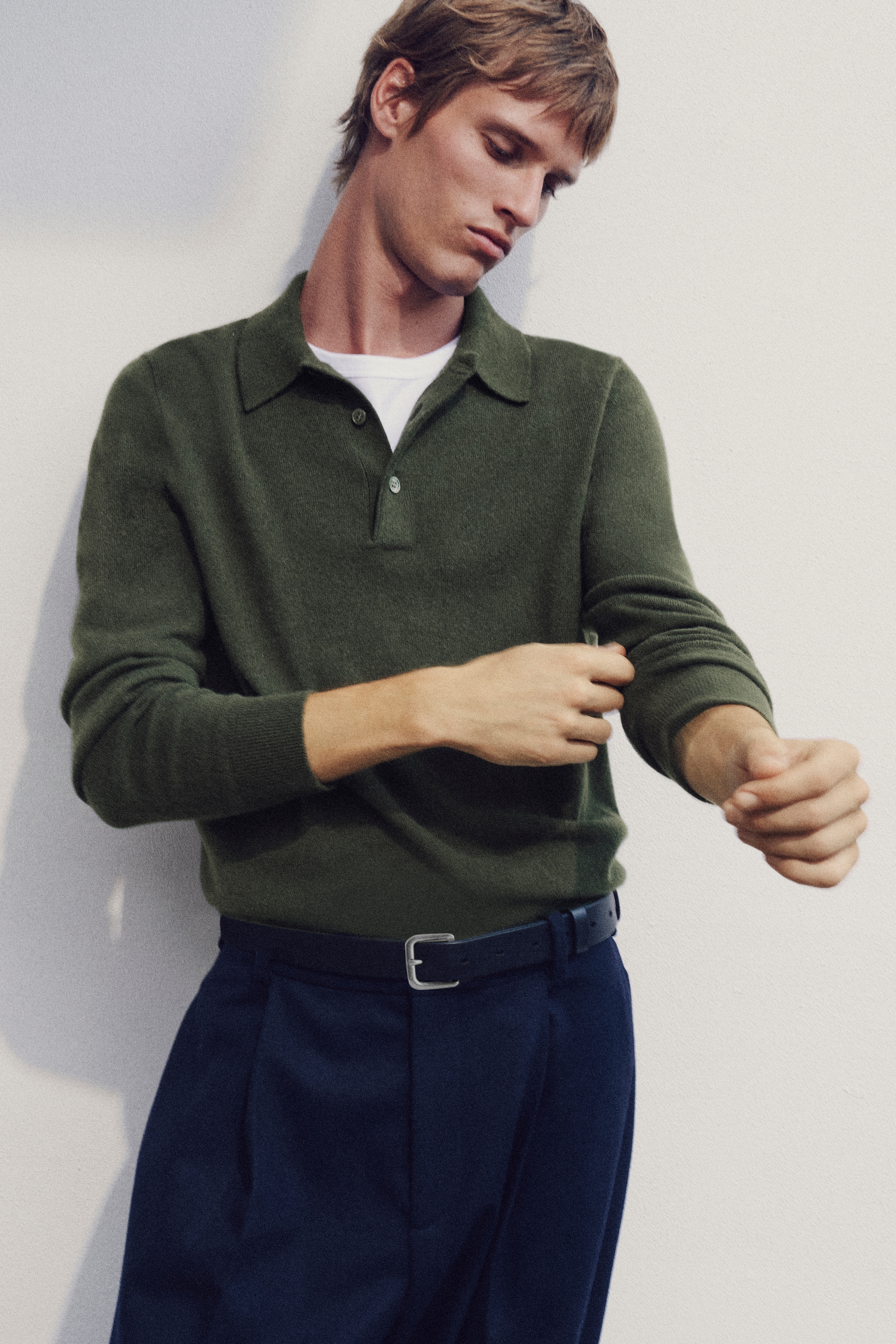 Man in green shirt cashmere
