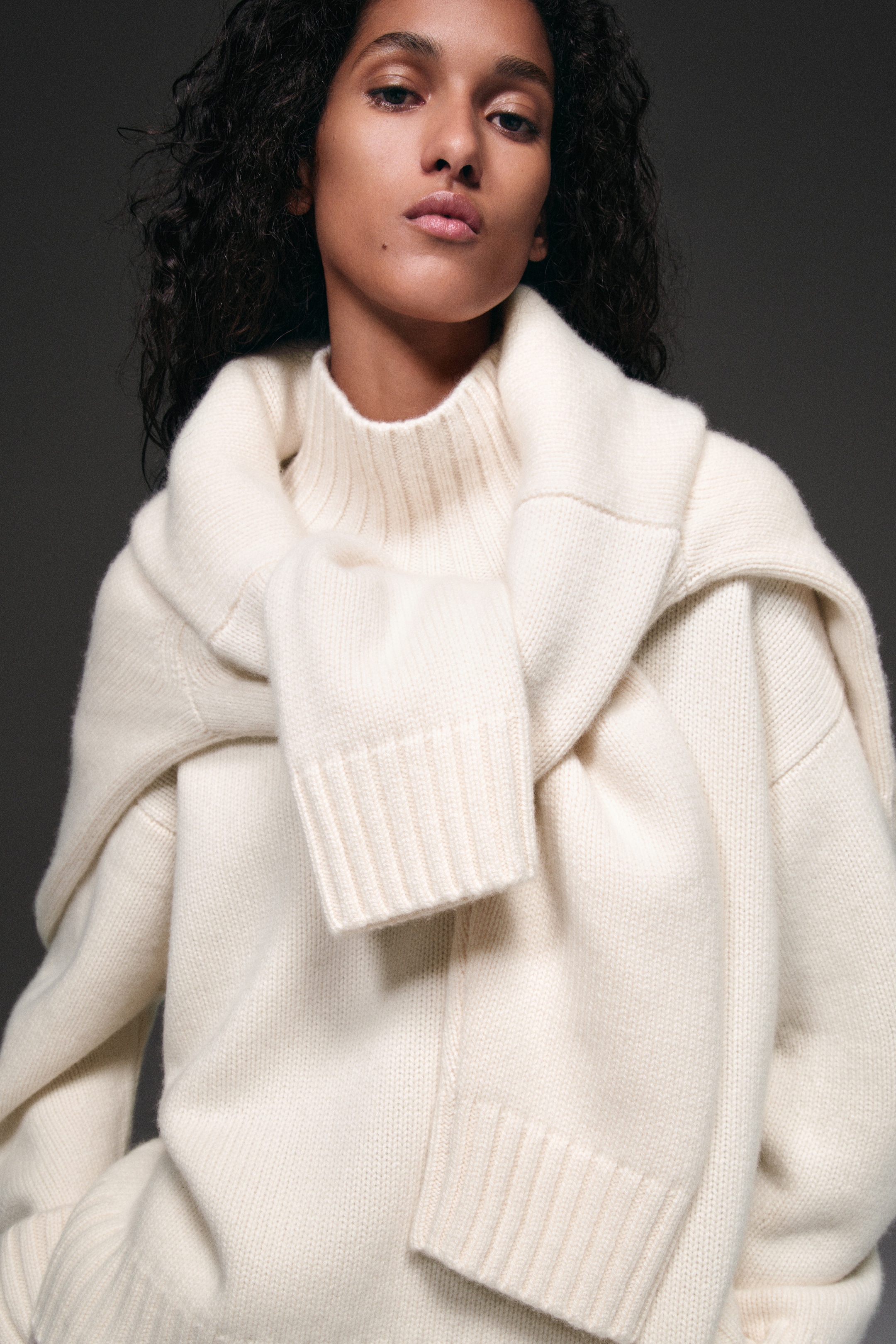 white cashmere sweater