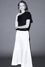Placeholder for: woman in navy tshirt