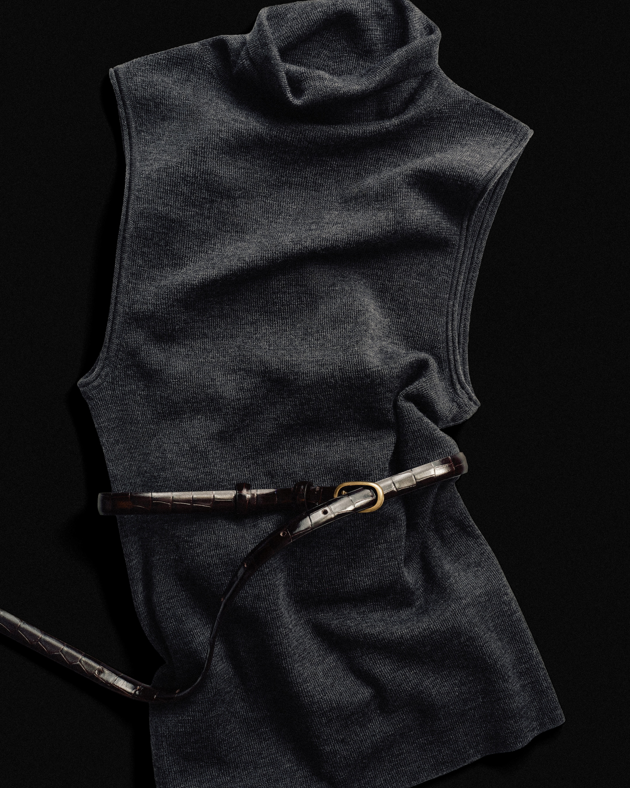 merino top with belt