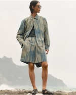 Placeholder for: Person wearing shibori collection