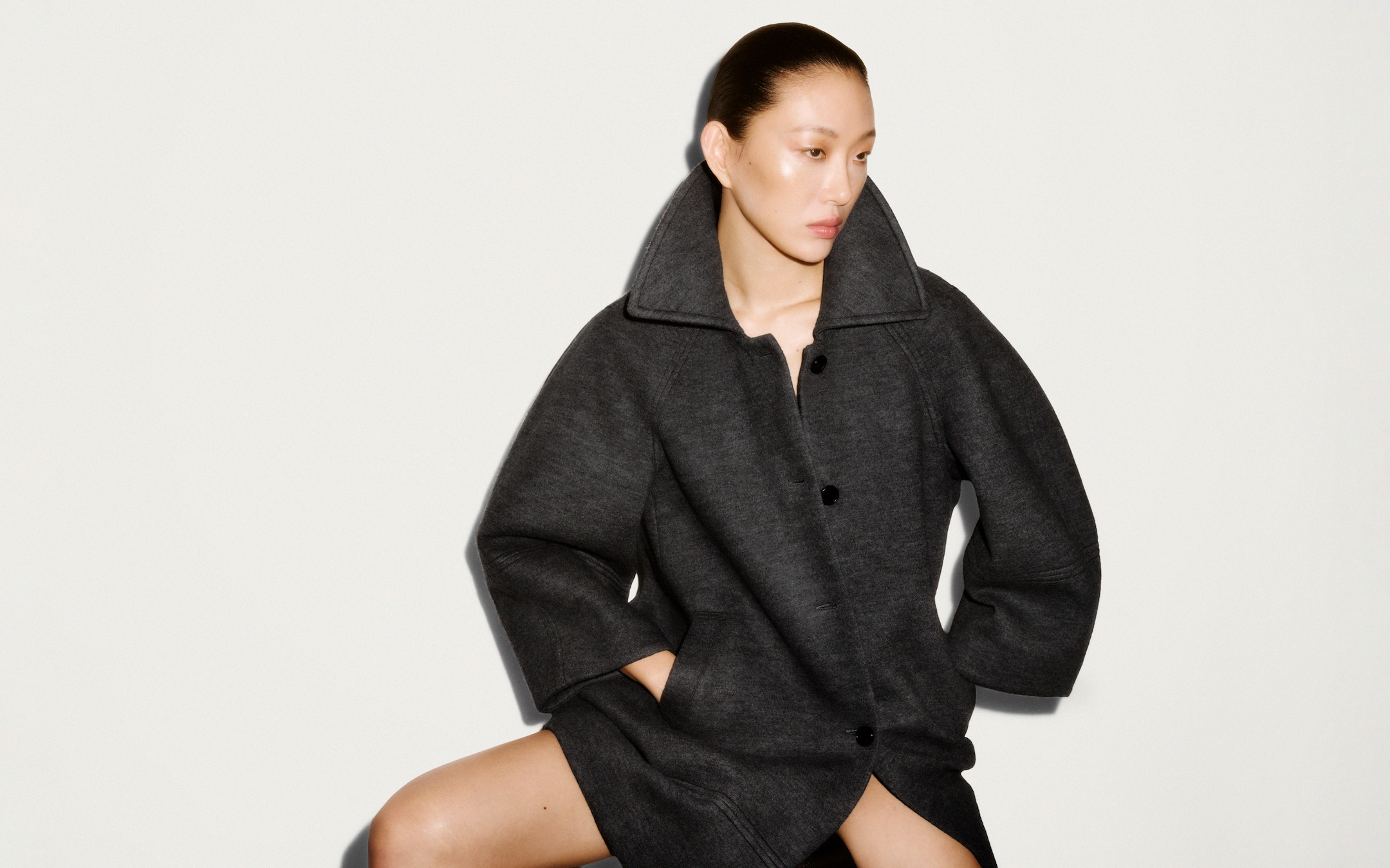 Women in wool jacket