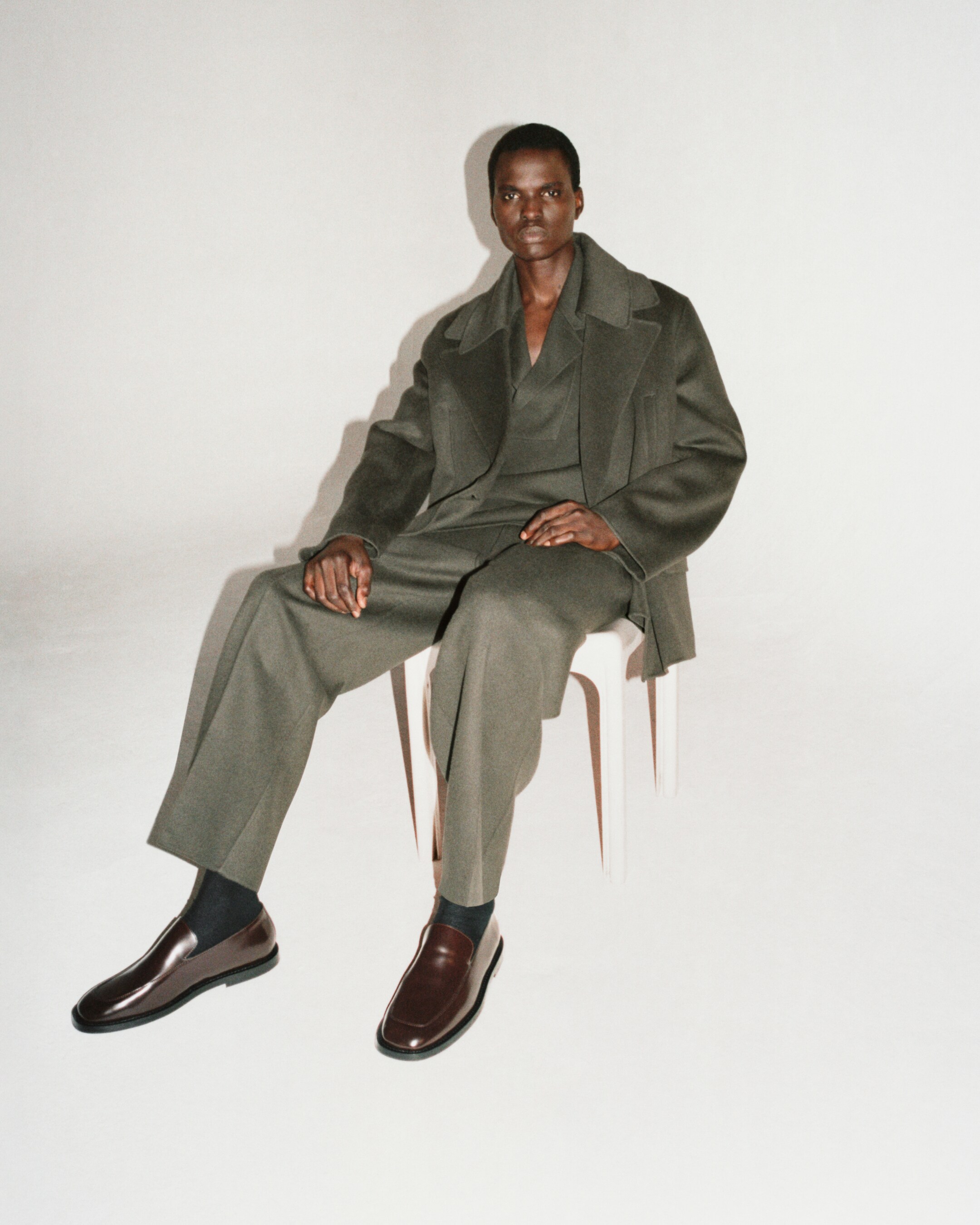 Full length green wool suit