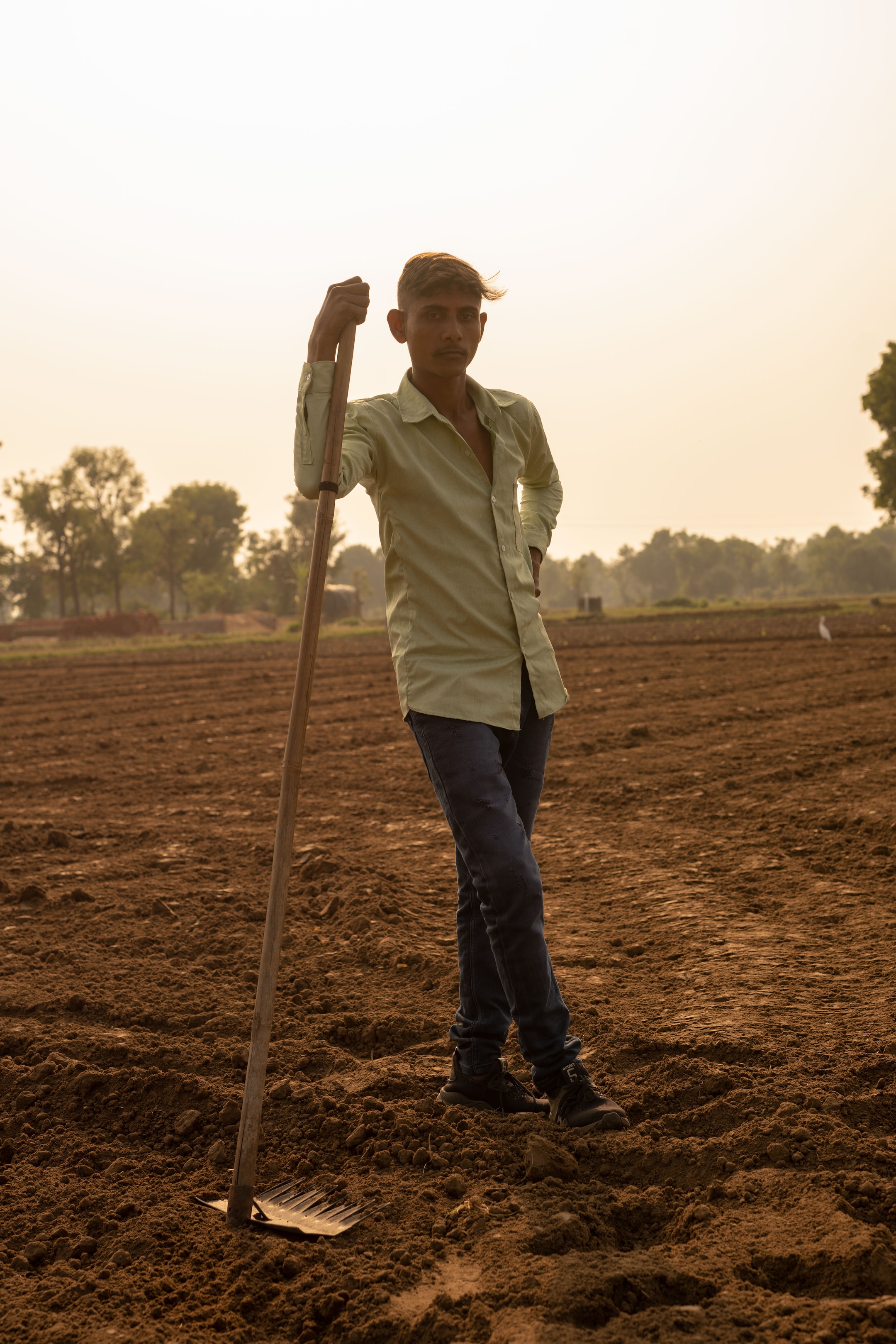 Cotton farmer standing in field