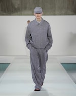 Placeholder for: grey melange jacket and trousers and cap