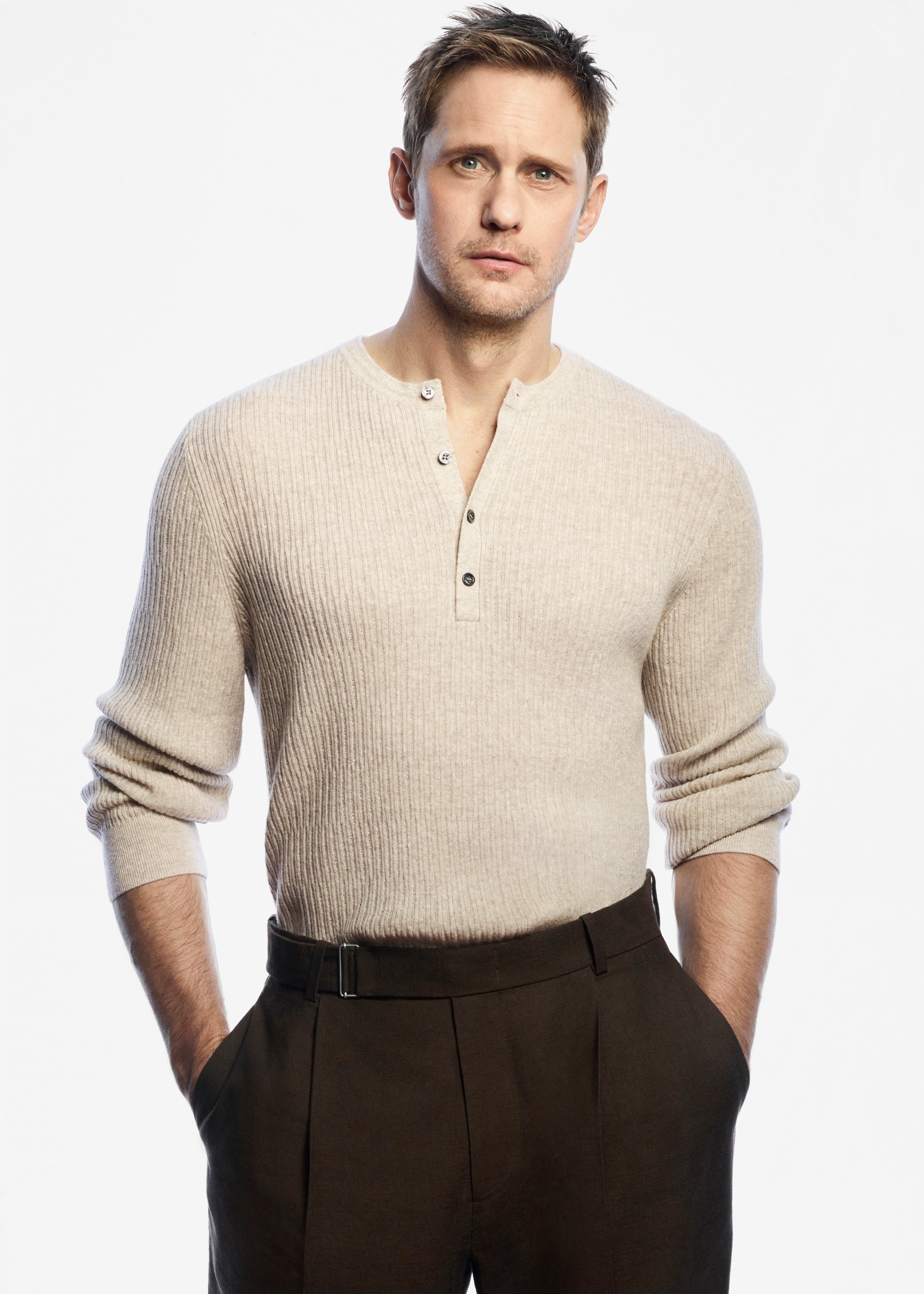 Alex in knitted henley