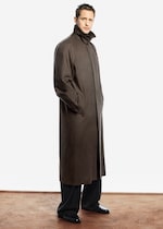 Placeholder for: alex wearing linen blend overcoat