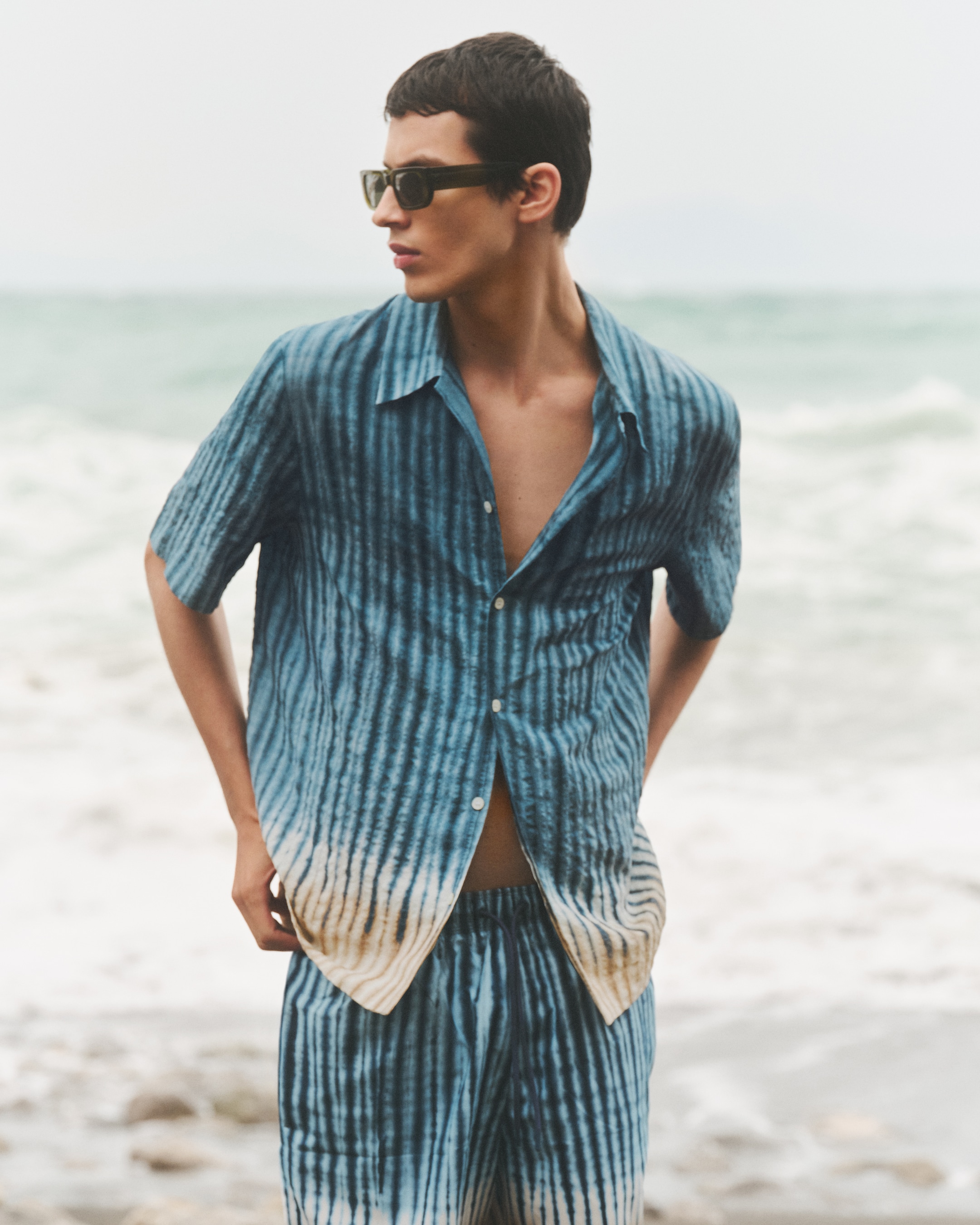 Person wearing shibori collection