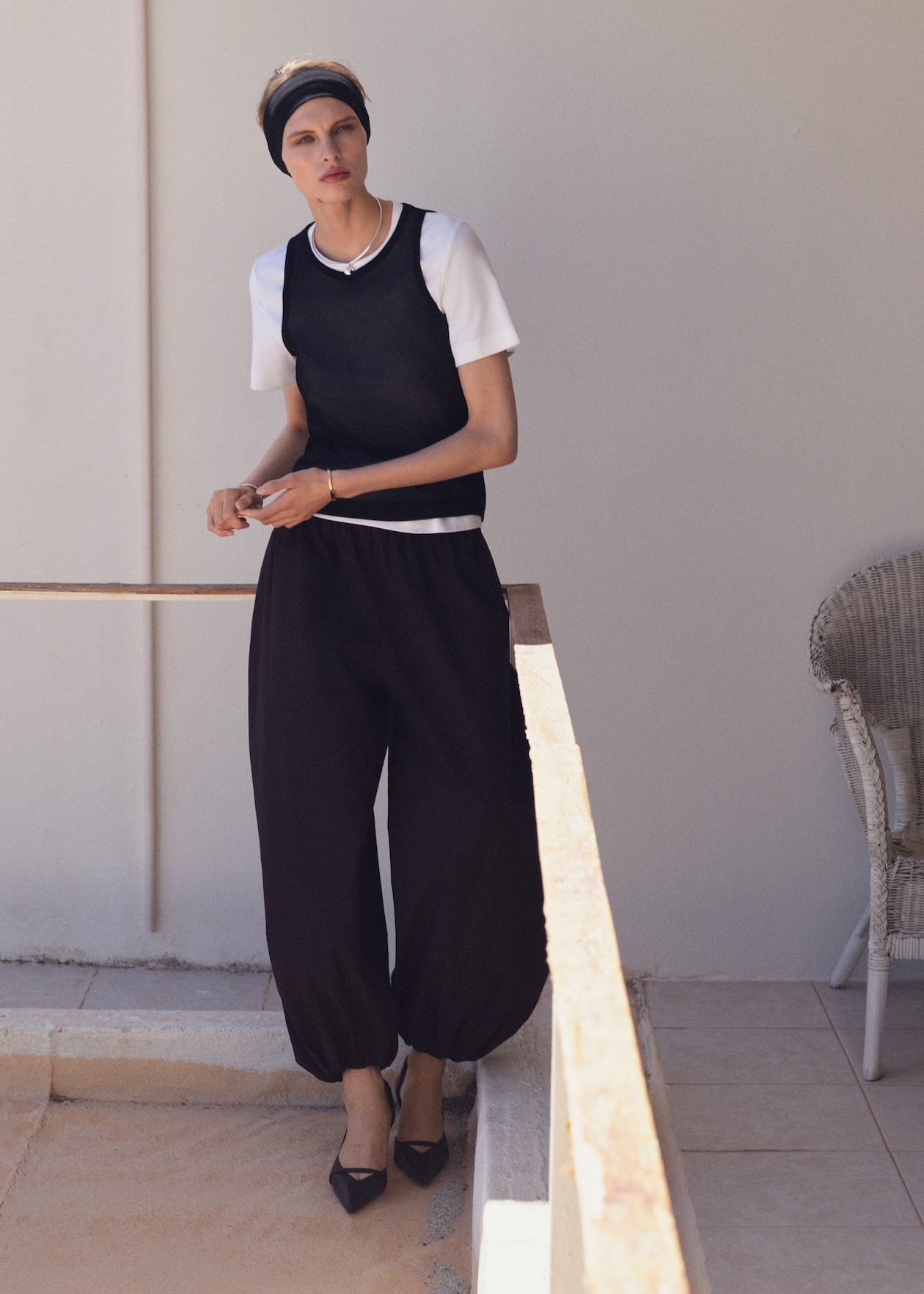 Woman in black trousers