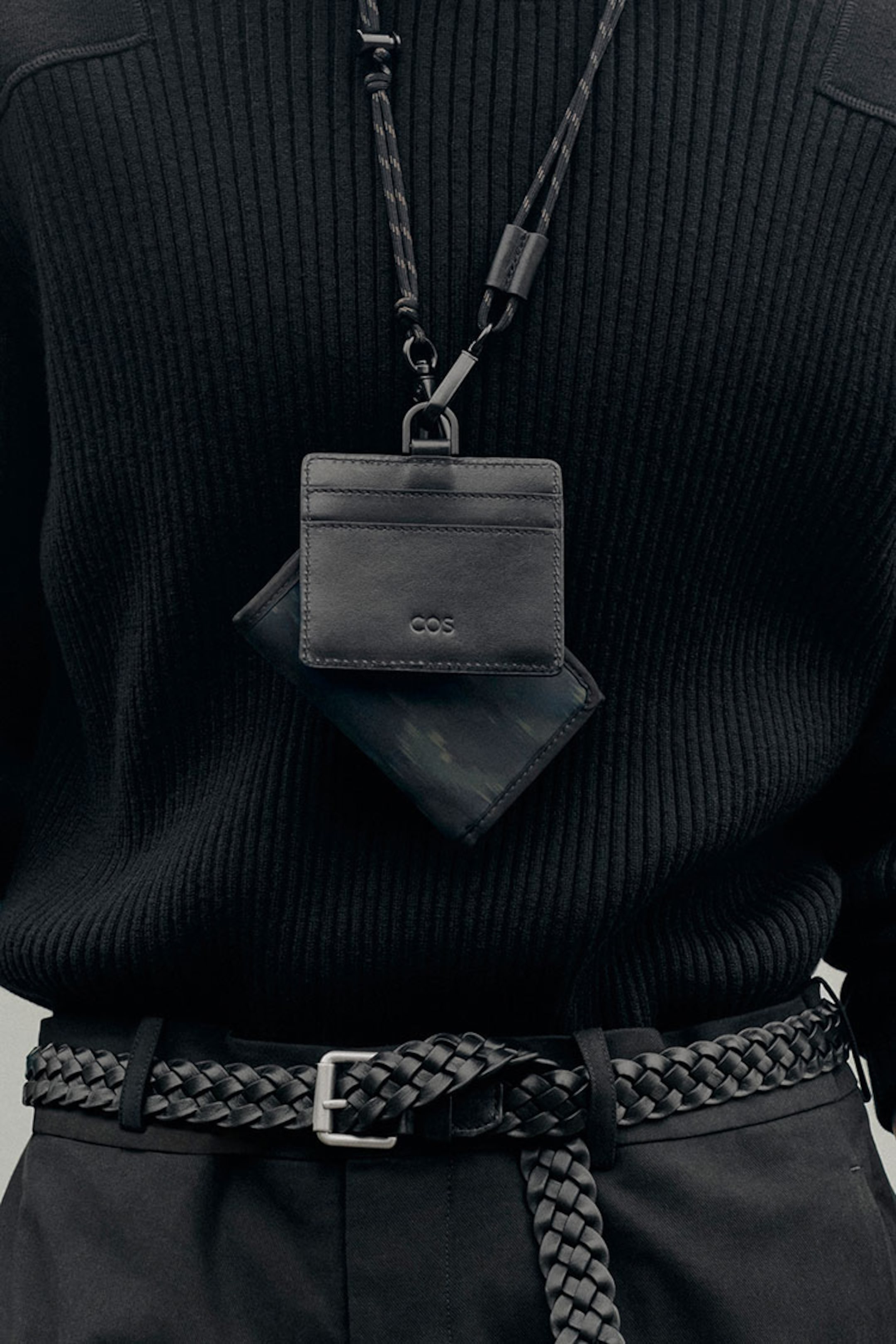 Black leather Lanyard