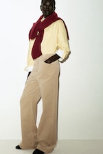 Placeholder for: person wearing denim wide leg trousers